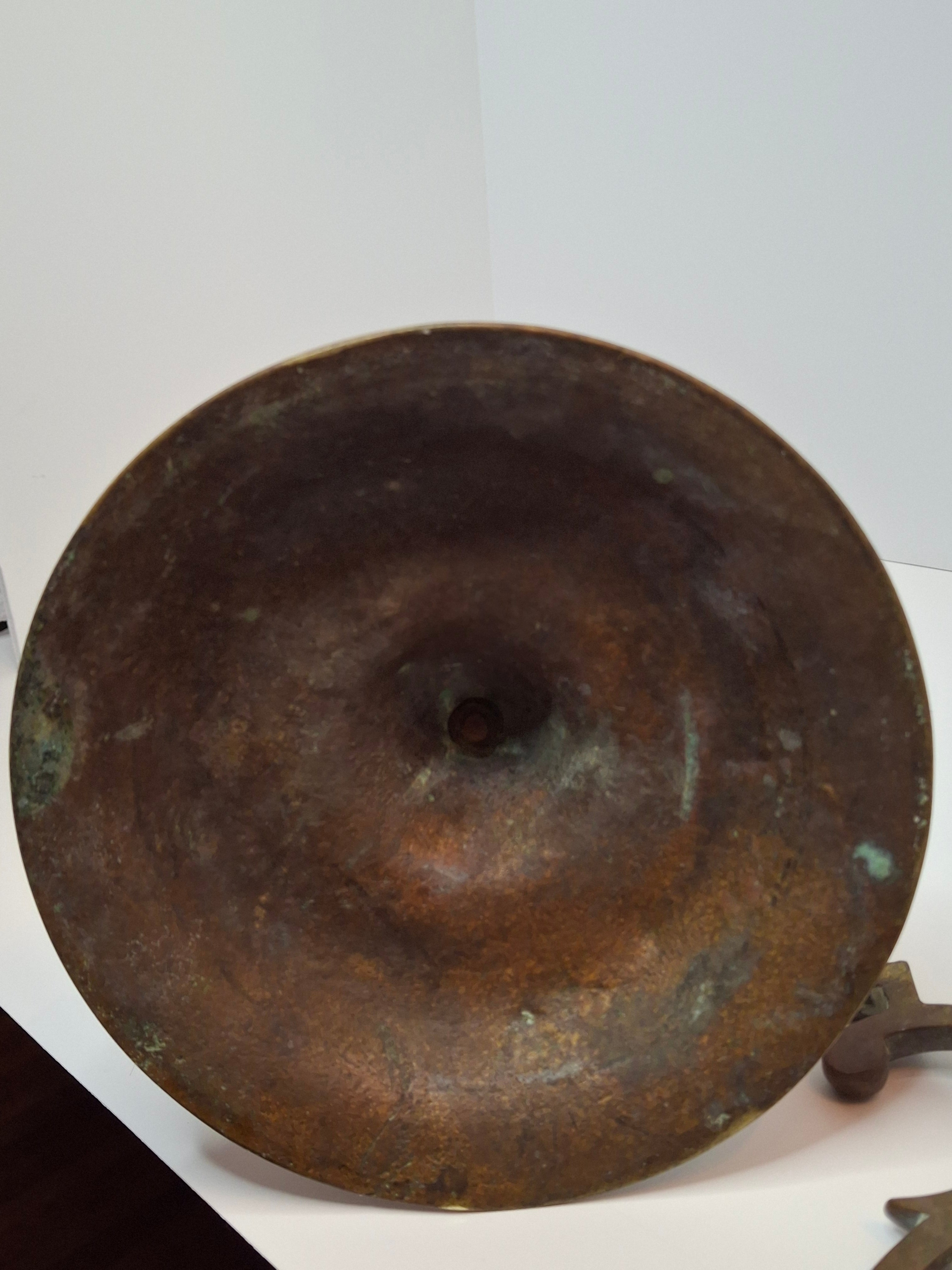 Rare Antique 19th C. Polish Bronze Sabbath Candelabrum w/ Star of David & Detachable Arms – 19" Heavy Judaica Menorah