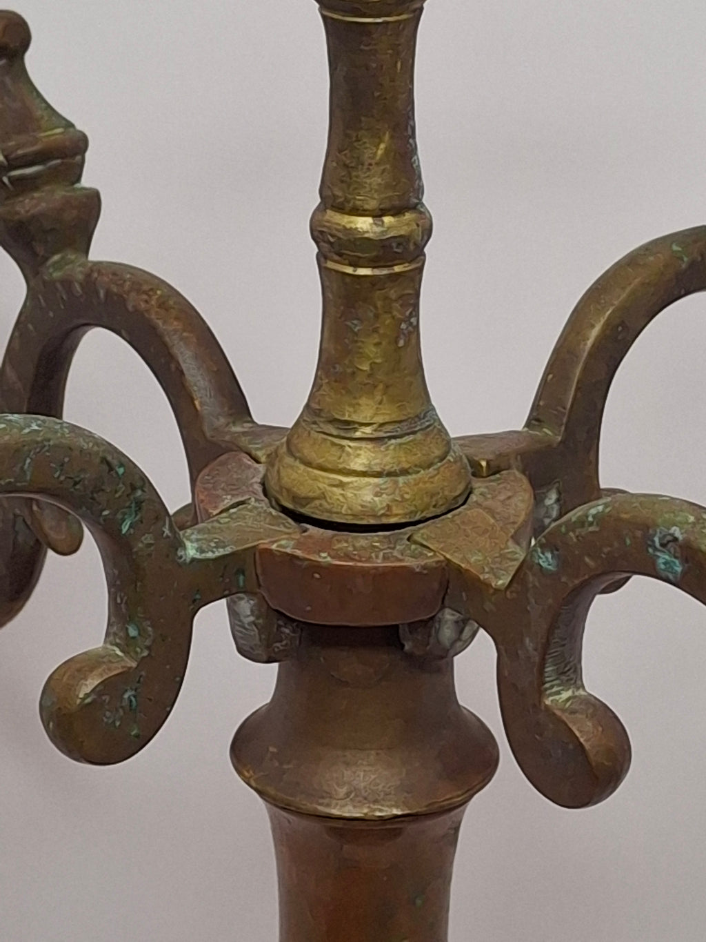 Rare Antique 19th C. Polish Bronze Sabbath Candelabrum w/ Star of David & Detachable Arms – 19" Heavy Judaica Menorah