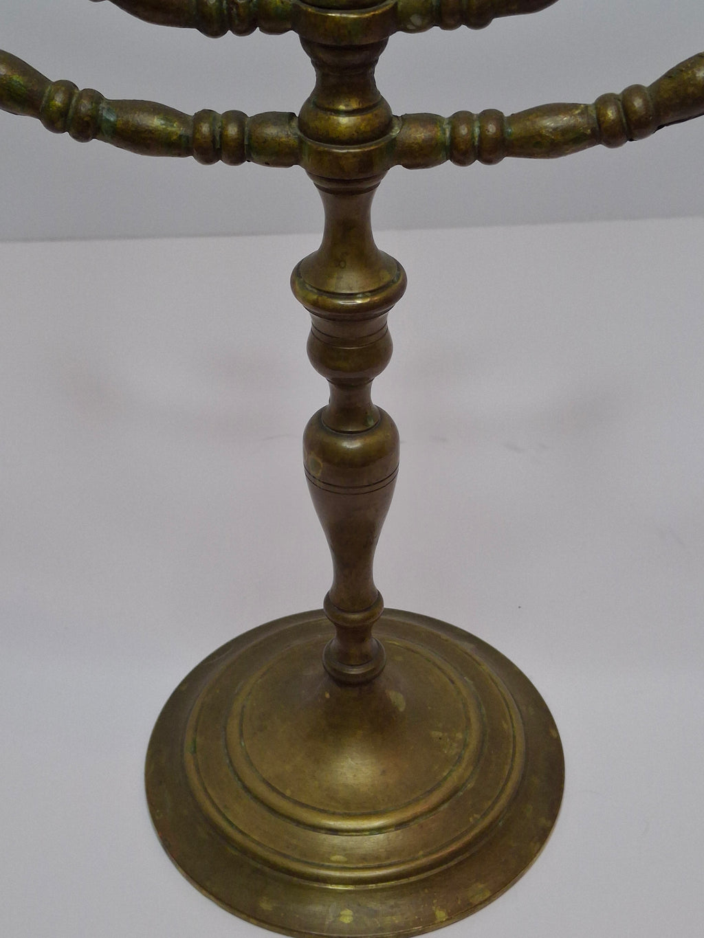 Matching Pair Vintage Brass Menorahs: 7-Branch Temple Judaica Set