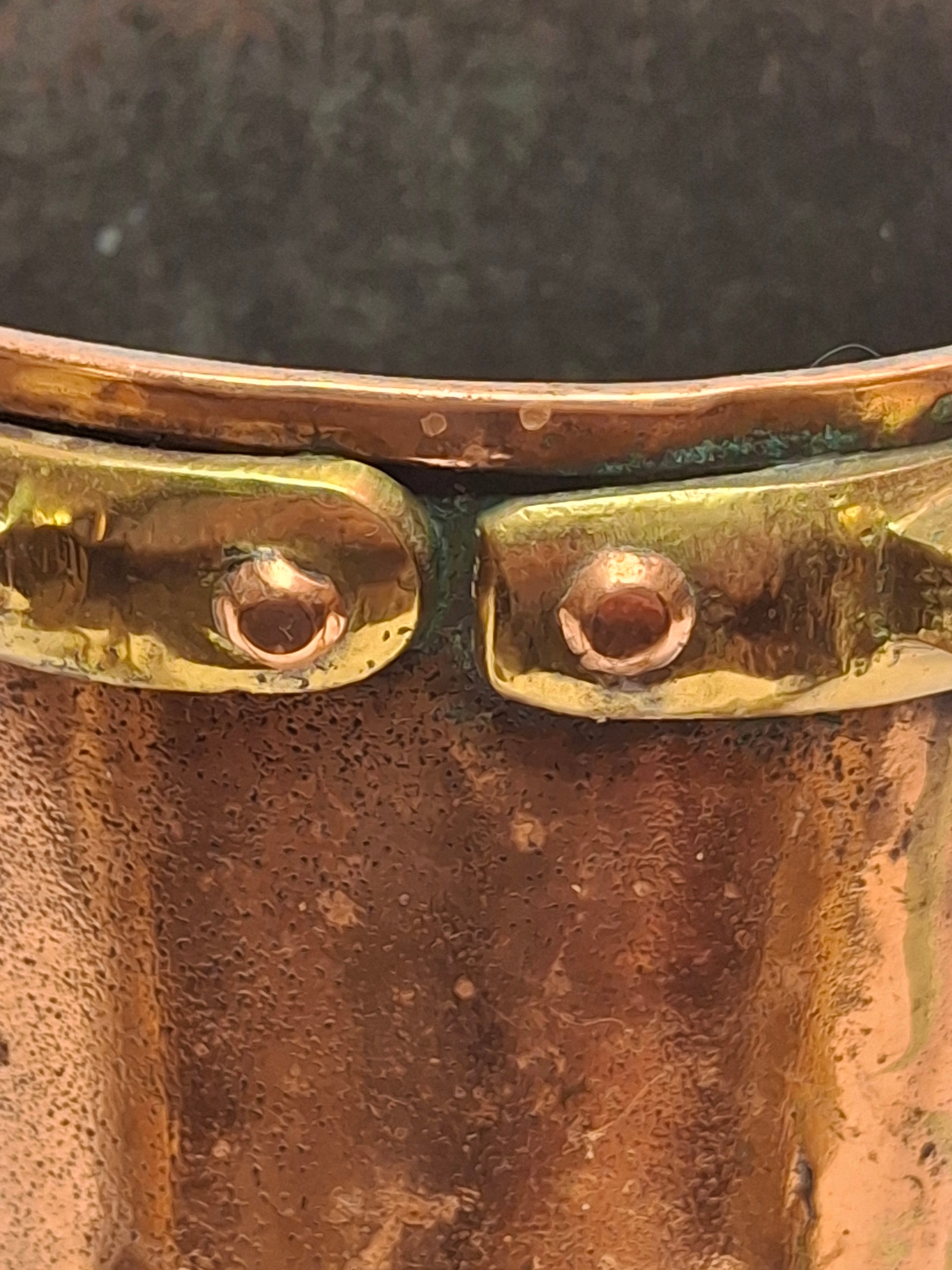 Antique 19th Century Eastern European Judaica Copper Netilat Yadayim Washing Cup with Rare Handle Style