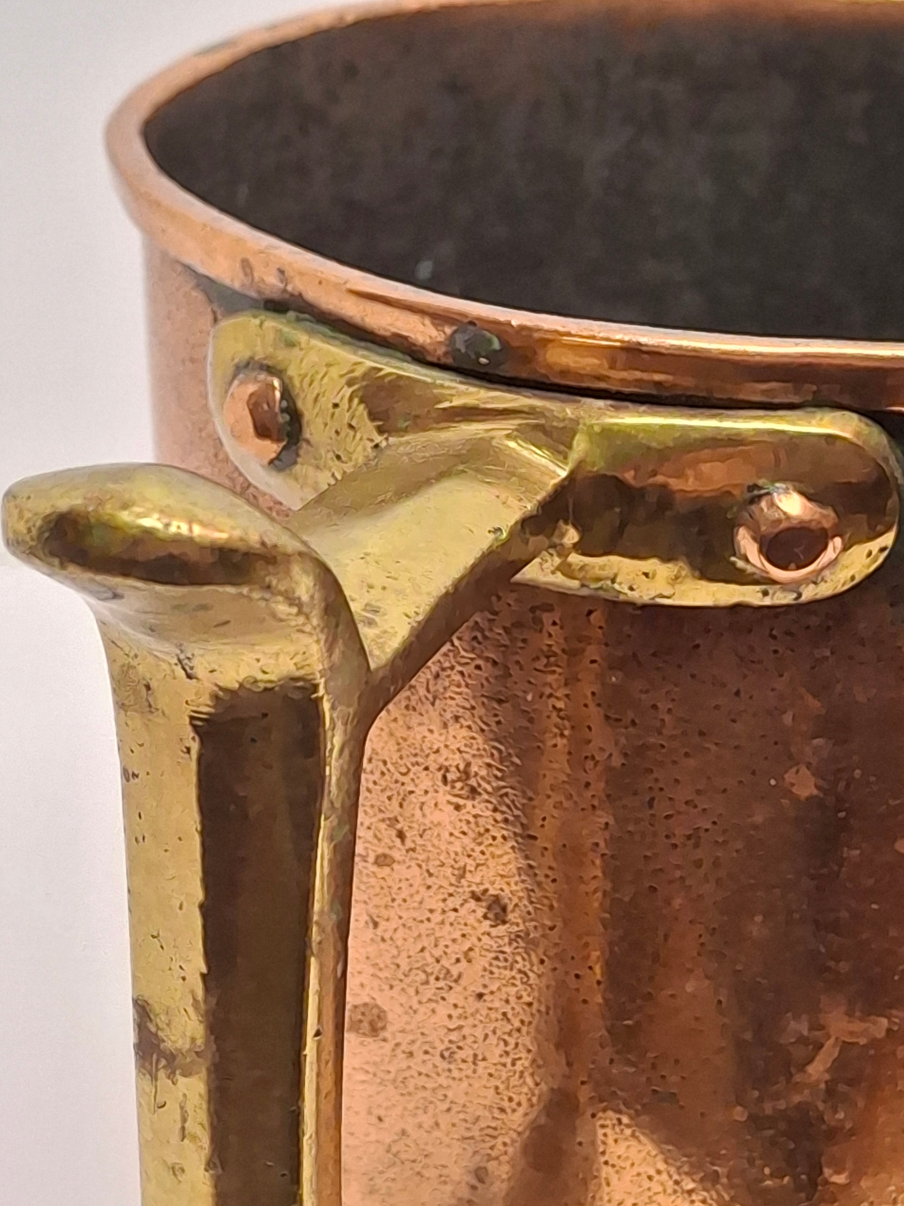 Antique 19th Century Eastern European Judaica Copper Netilat Yadayim Washing Cup with Rare Handle Style