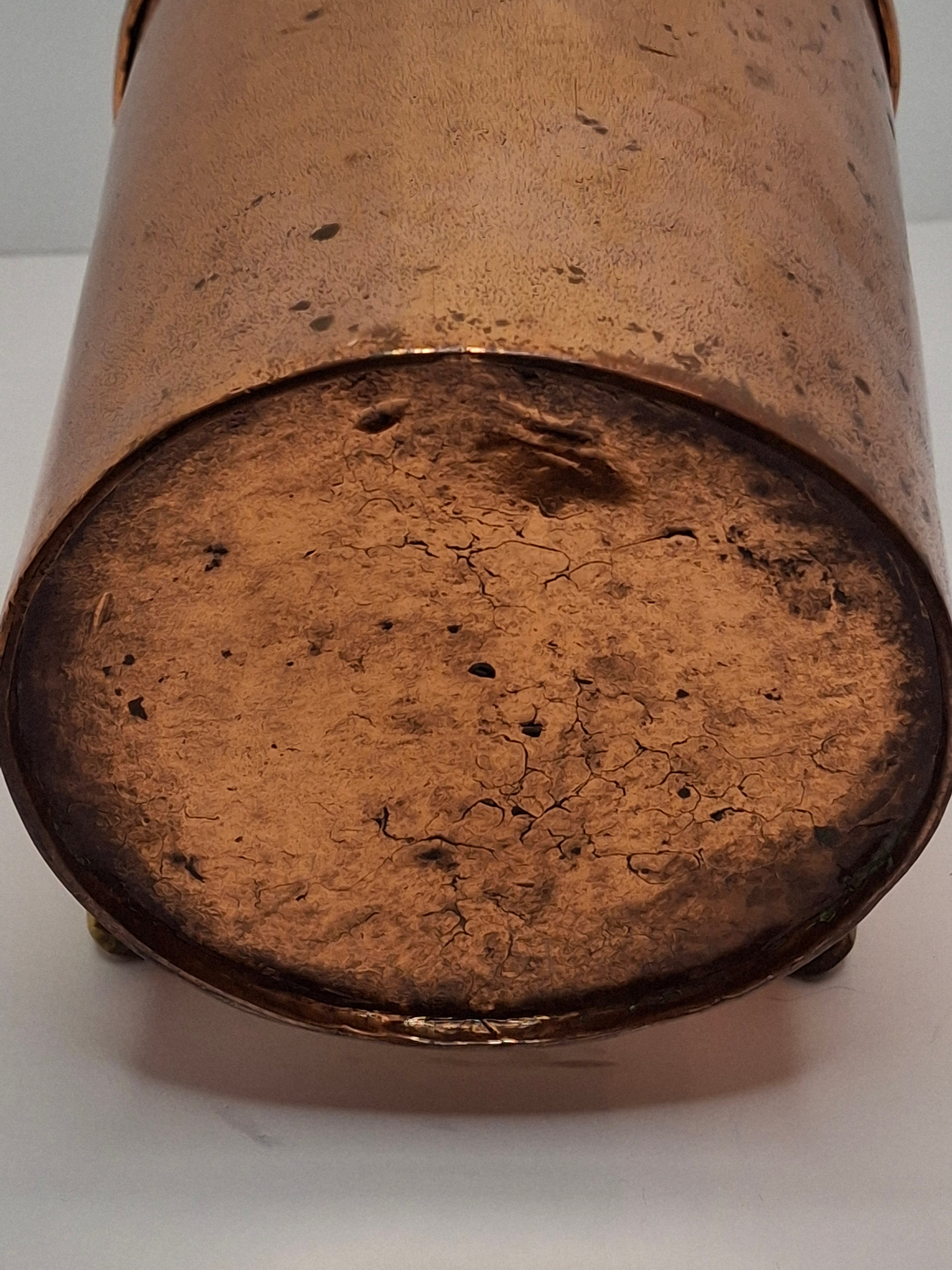 Antique 19th Century Eastern European Judaica Copper Netilat Yadayim Washing Cup with Rare Handle Style