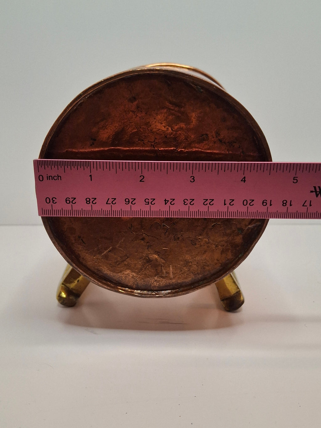 Antique 19th Century Eastern European Judaica Copper Netilat Yadayim Washing Cup with Rare Handle Style