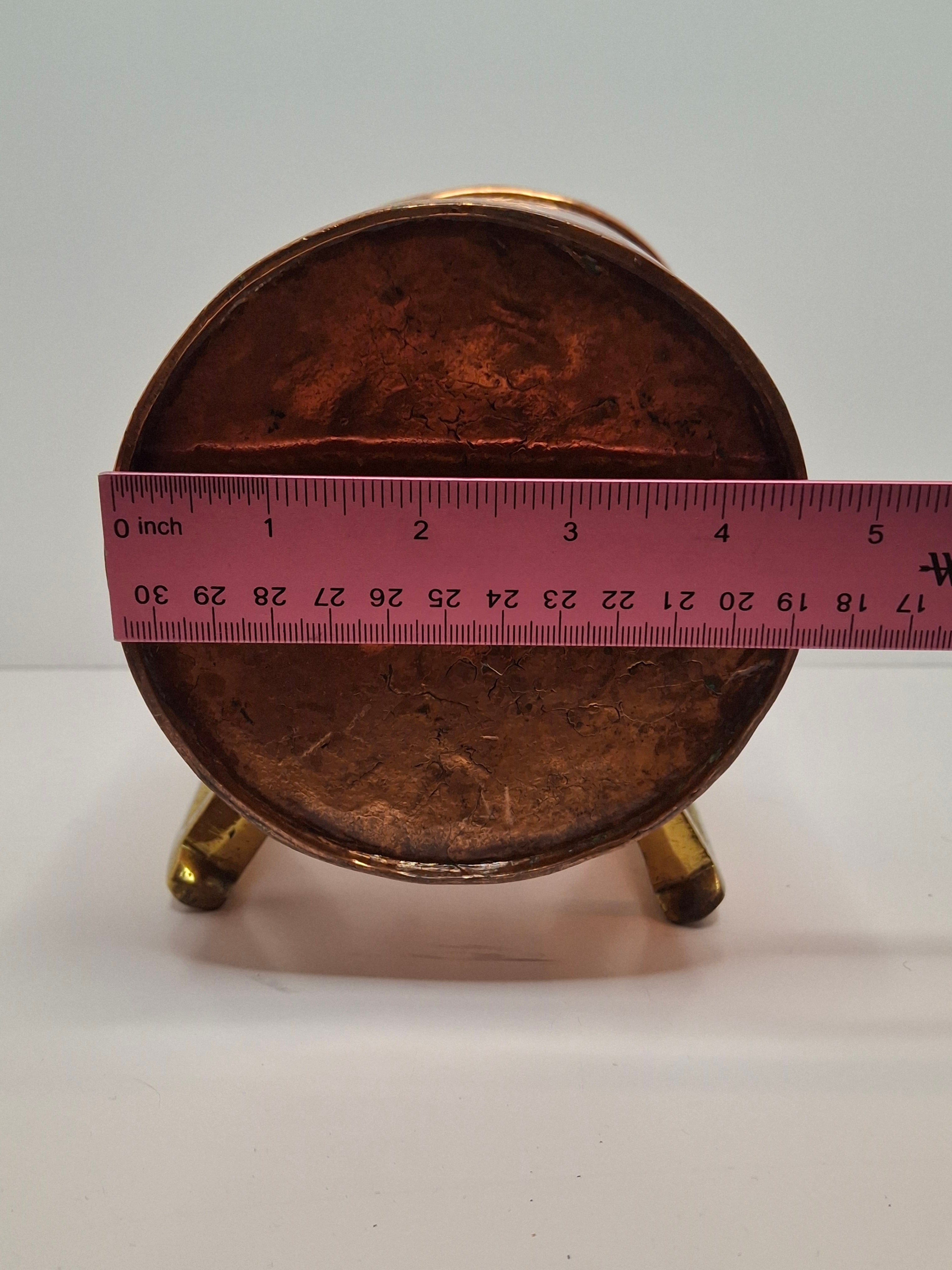 Antique 19th Century Eastern European Judaica Copper Netilat Yadayim Washing Cup with Rare Handle Style