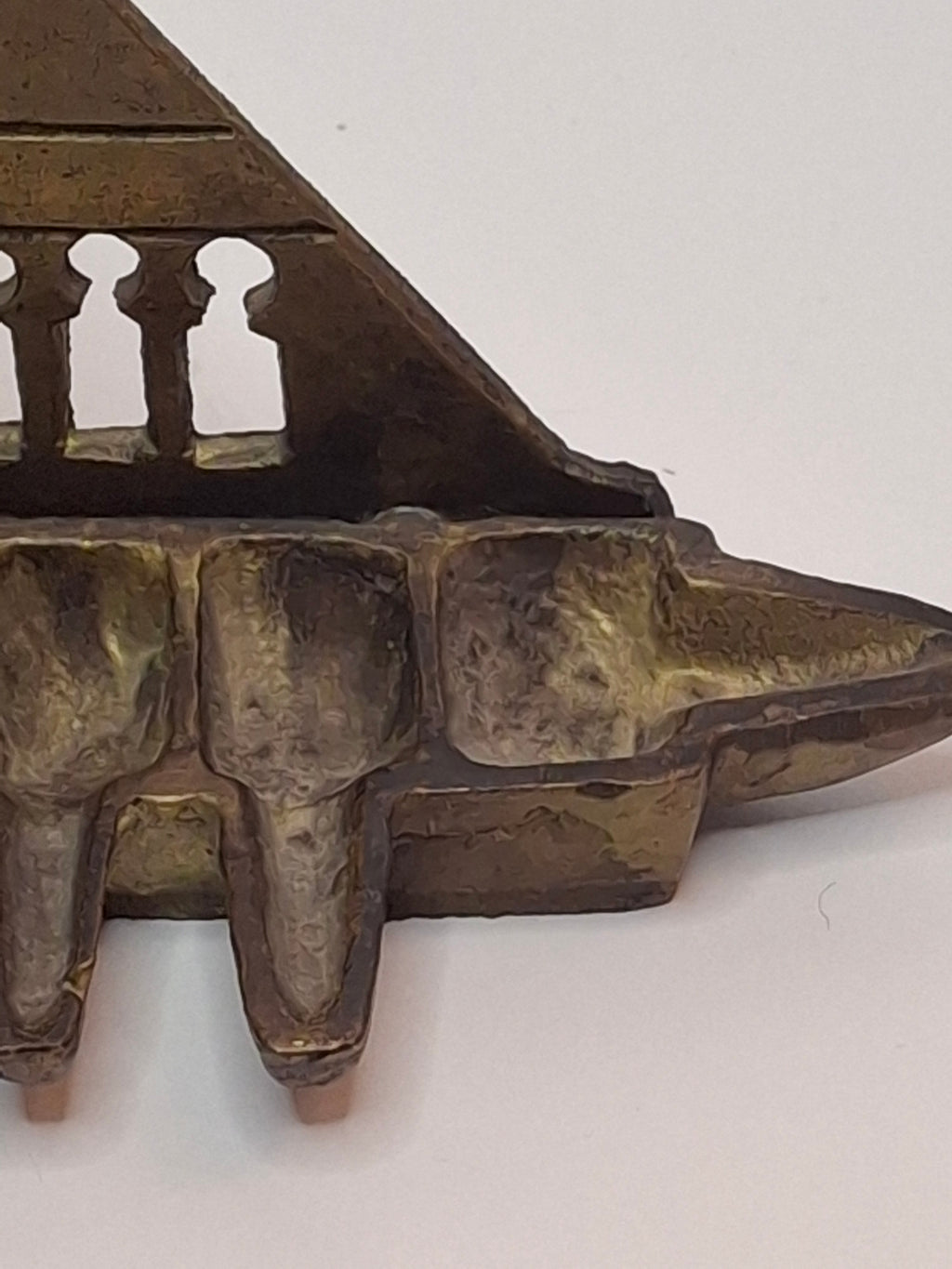 Antique North African Brass Hanging Hanukkah Oil Lamp Menorah Judaica Small and Heavy