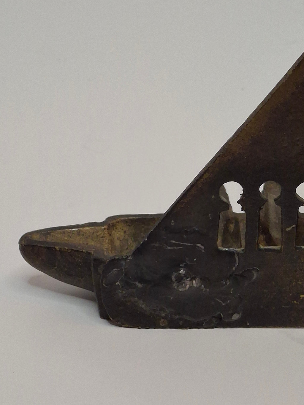 Antique North African Brass Hanging Hanukkah Oil Lamp Menorah Judaica Small and Heavy