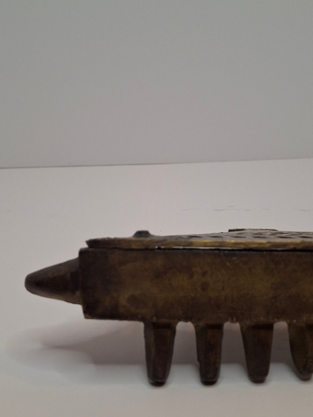 Antique North African Brass Hanging Hanukkah Oil Lamp Menorah Judaica Small and Heavy