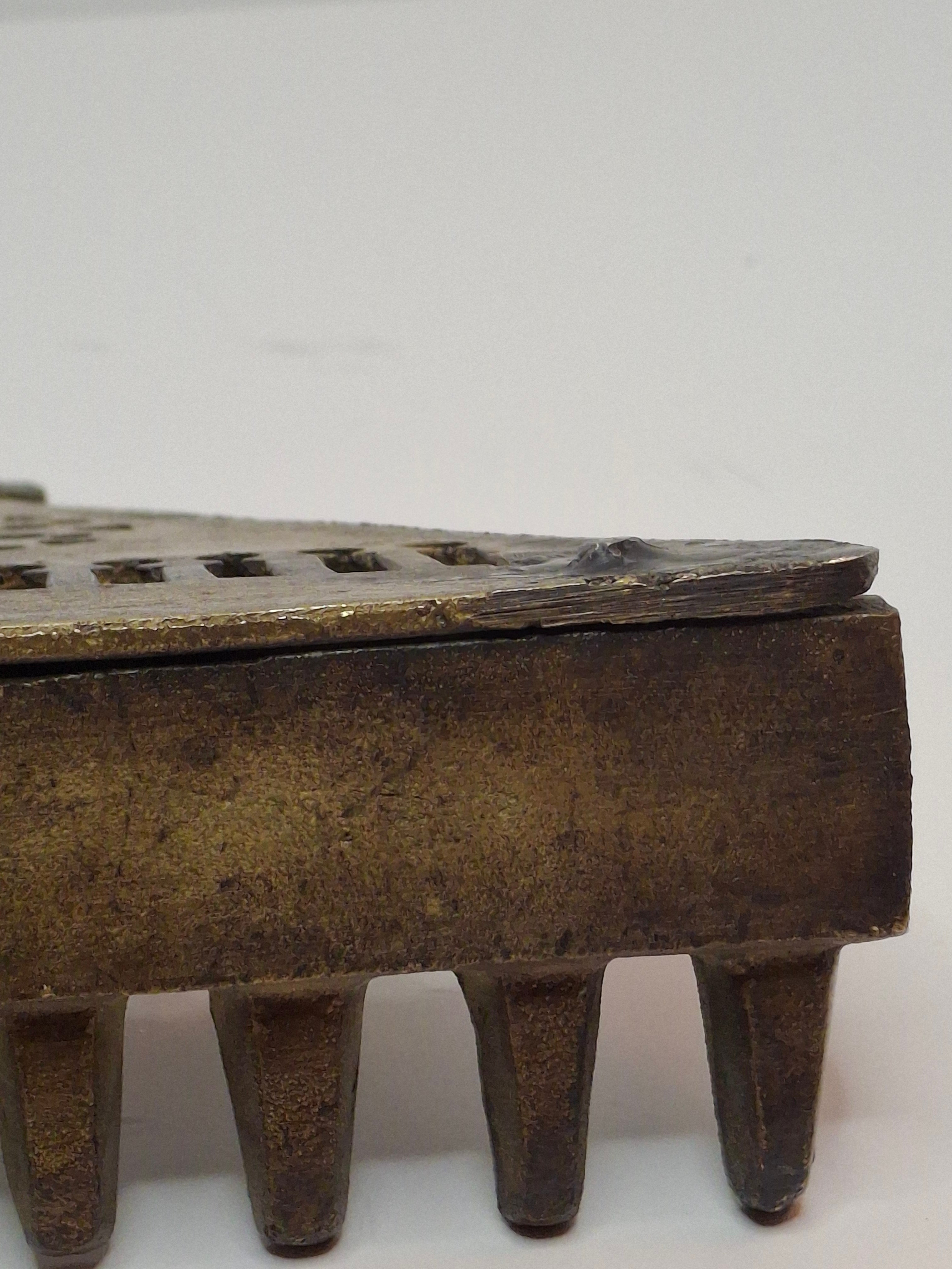 Antique North African Brass Hanging Hanukkah Oil Lamp Menorah Judaica Small and Heavy