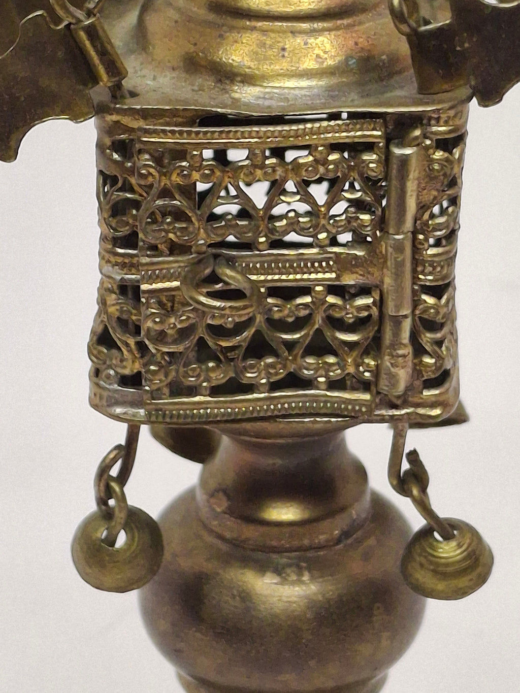 Vintage 1950s Israeli Bronze Besamim Spice Tower Box - Judaica Havdalah