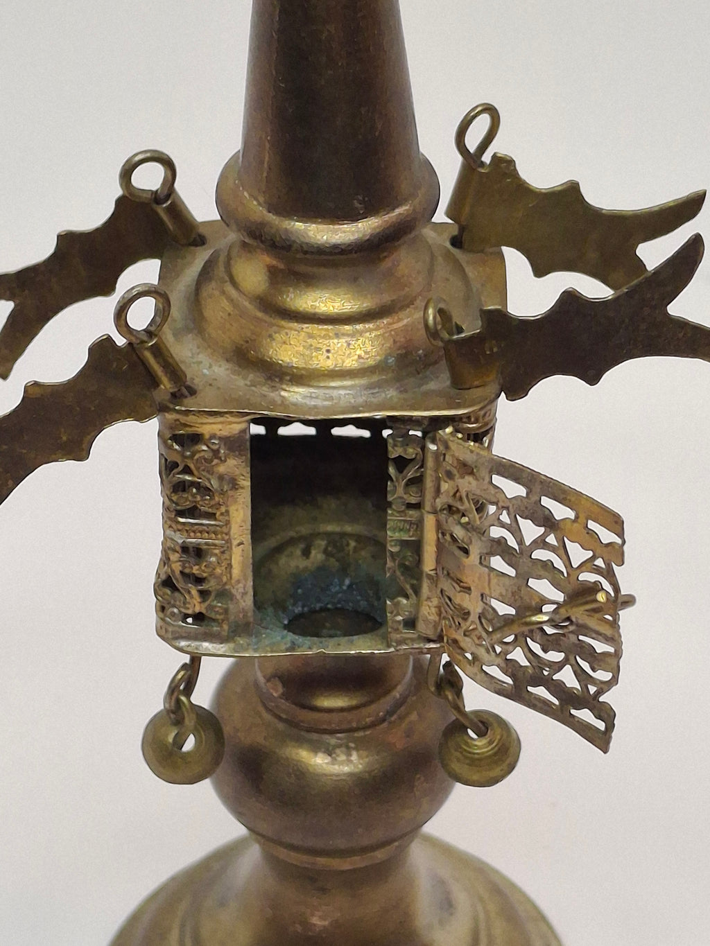 Vintage 1950s Israeli Bronze Besamim Spice Tower Box - Judaica Havdalah