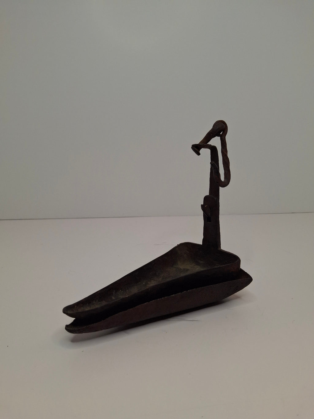 Museum Grade 18th C Hand Forged Wrought Iron Phoebe Lamp Double Crusie Cruise