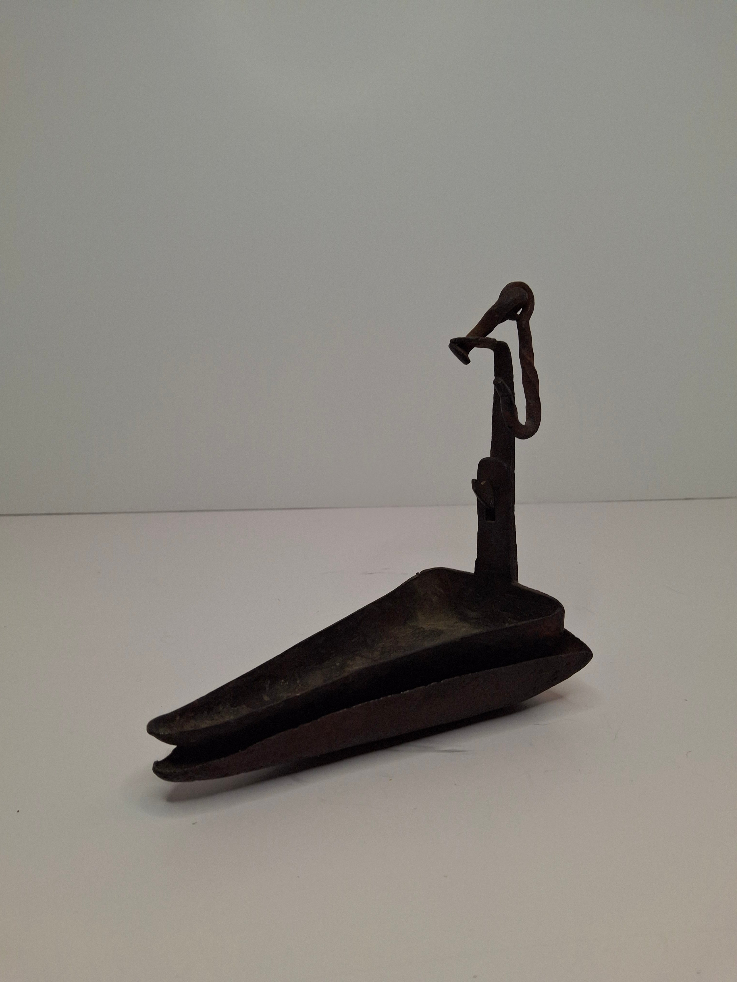 Museum Grade 18th C Hand Forged Wrought Iron Phoebe Lamp Double Crusie Cruise