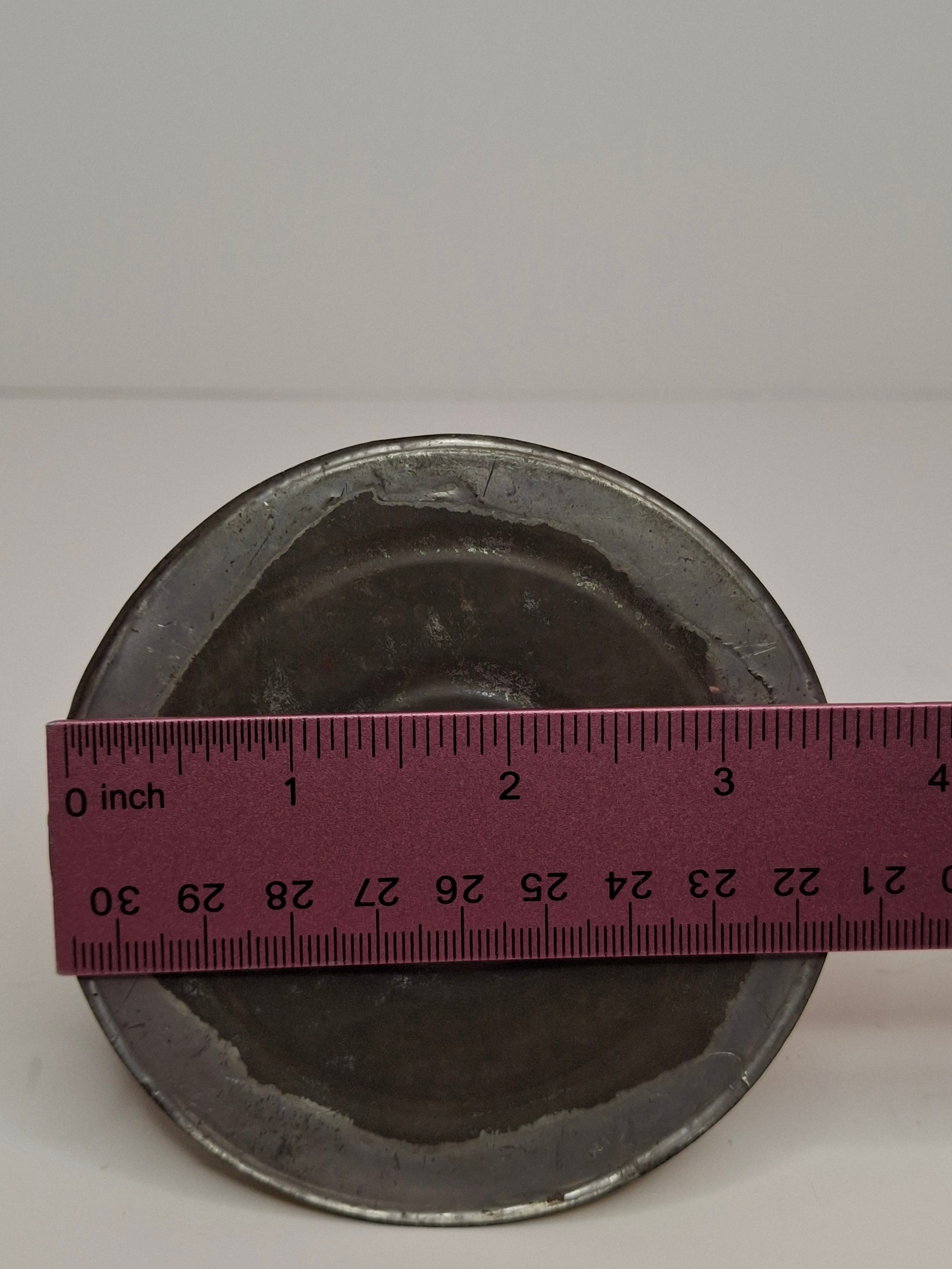 Rare Complete Late 19th Century Antique Brass Finger Lamp Original Round Wick Burner, Chain, Cap