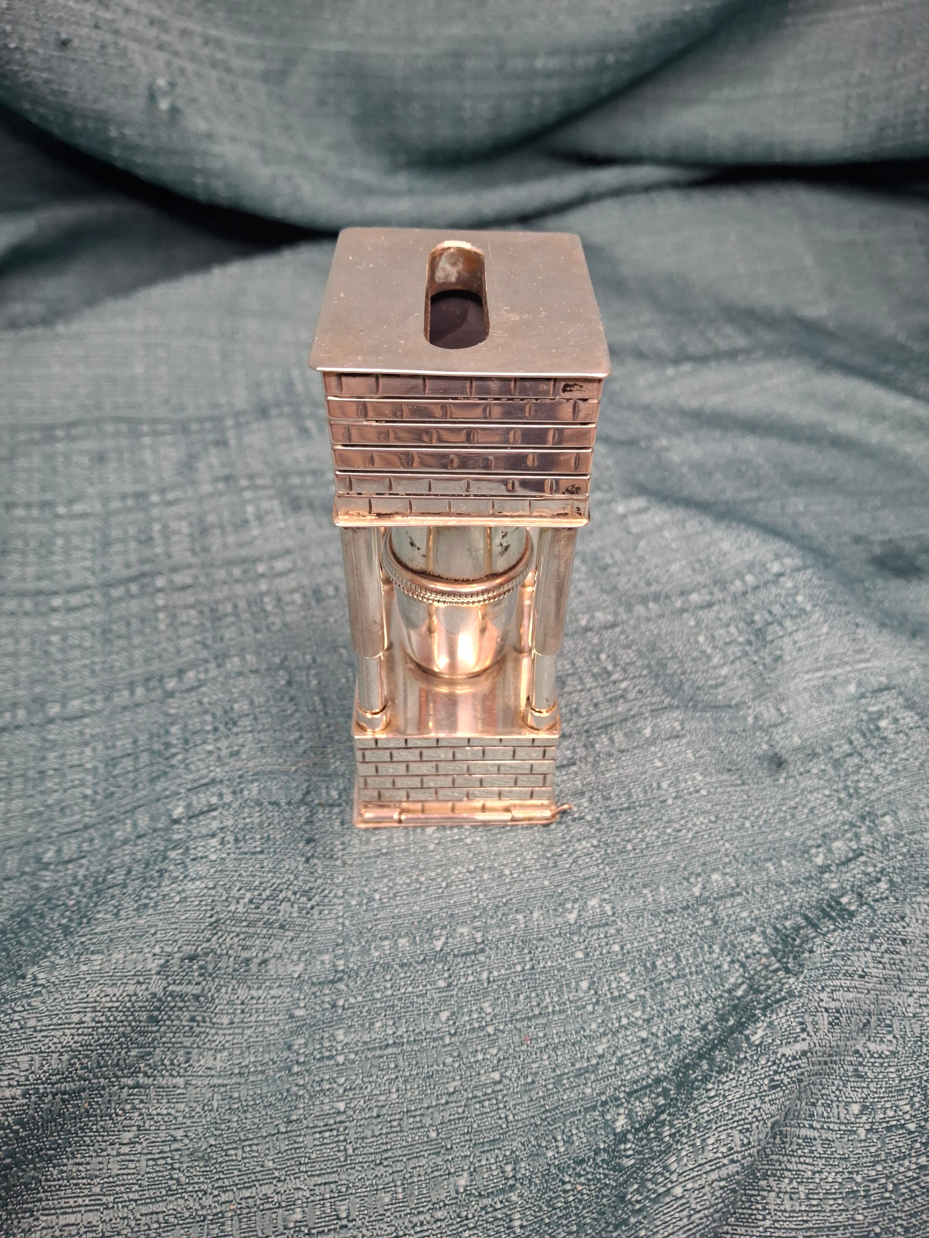 Mid Century 925 Sterling Silver Brick House Travel Full Havdalah Set - Israeli Judaica Besamim, Kiddush Cup & Candle Holder (4.8 oz)