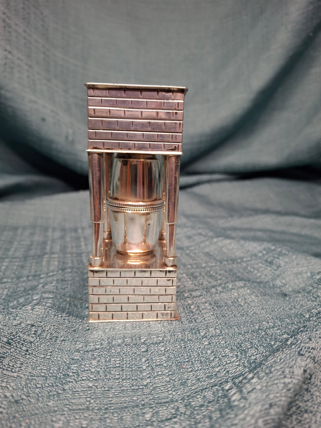 Mid Century 925 Sterling Silver Brick House Travel Full Havdalah Set - Israeli Judaica Besamim, Kiddush Cup & Candle Holder (4.8 oz)