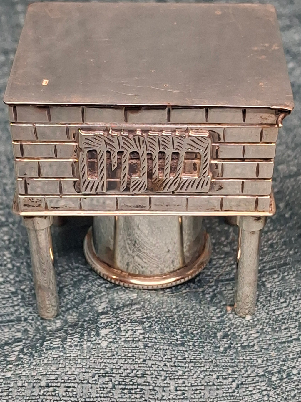 Mid Century 925 Sterling Silver Brick House Travel Full Havdalah Set - Israeli Judaica Besamim, Kiddush Cup & Candle Holder (4.8 oz)