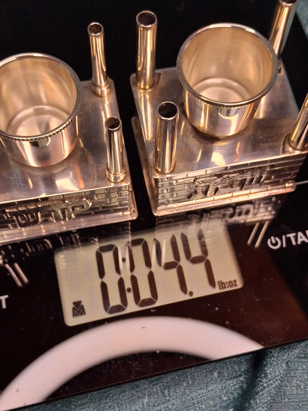 Mid Century 925 Sterling Silver Brick House Travel Full Havdalah Set - Israeli Judaica Besamim, Kiddush Cup & Candle Holder (4.8 oz)