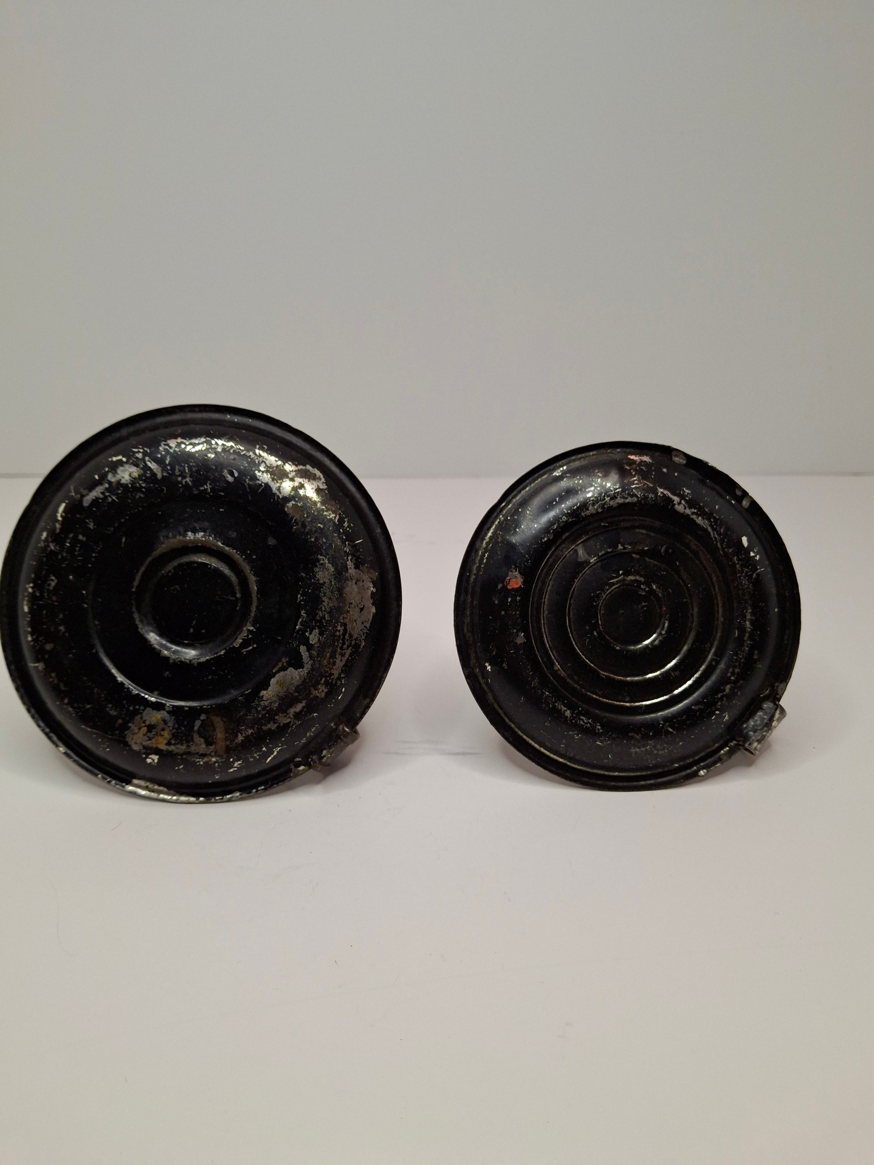 Pair of Mid-19th Century Primitive American Tin Whale Oil Chamber Lamps (Second Lot)