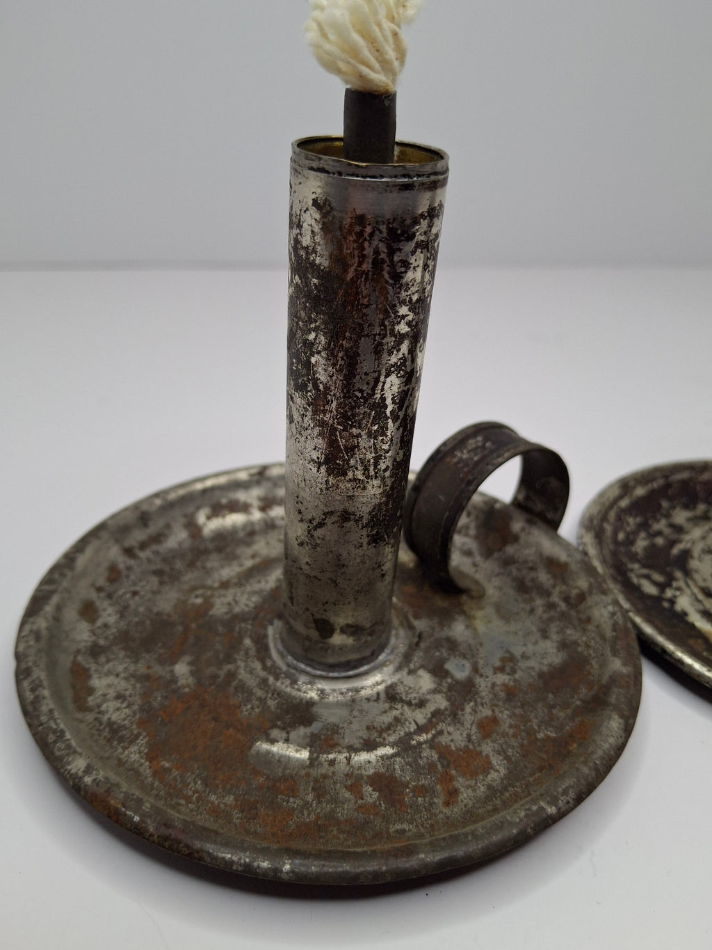 Pair of Mid-19th Century Primitive American Tin Whale Oil Chamber Lamps (Second Lot)