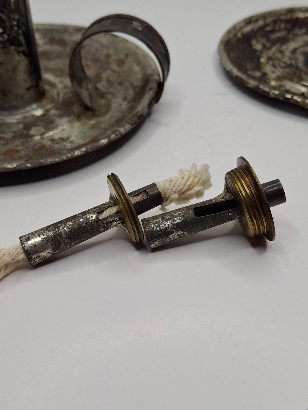 Pair of Mid-19th Century Primitive American Tin Whale Oil Chamber Lamps (Second Lot)