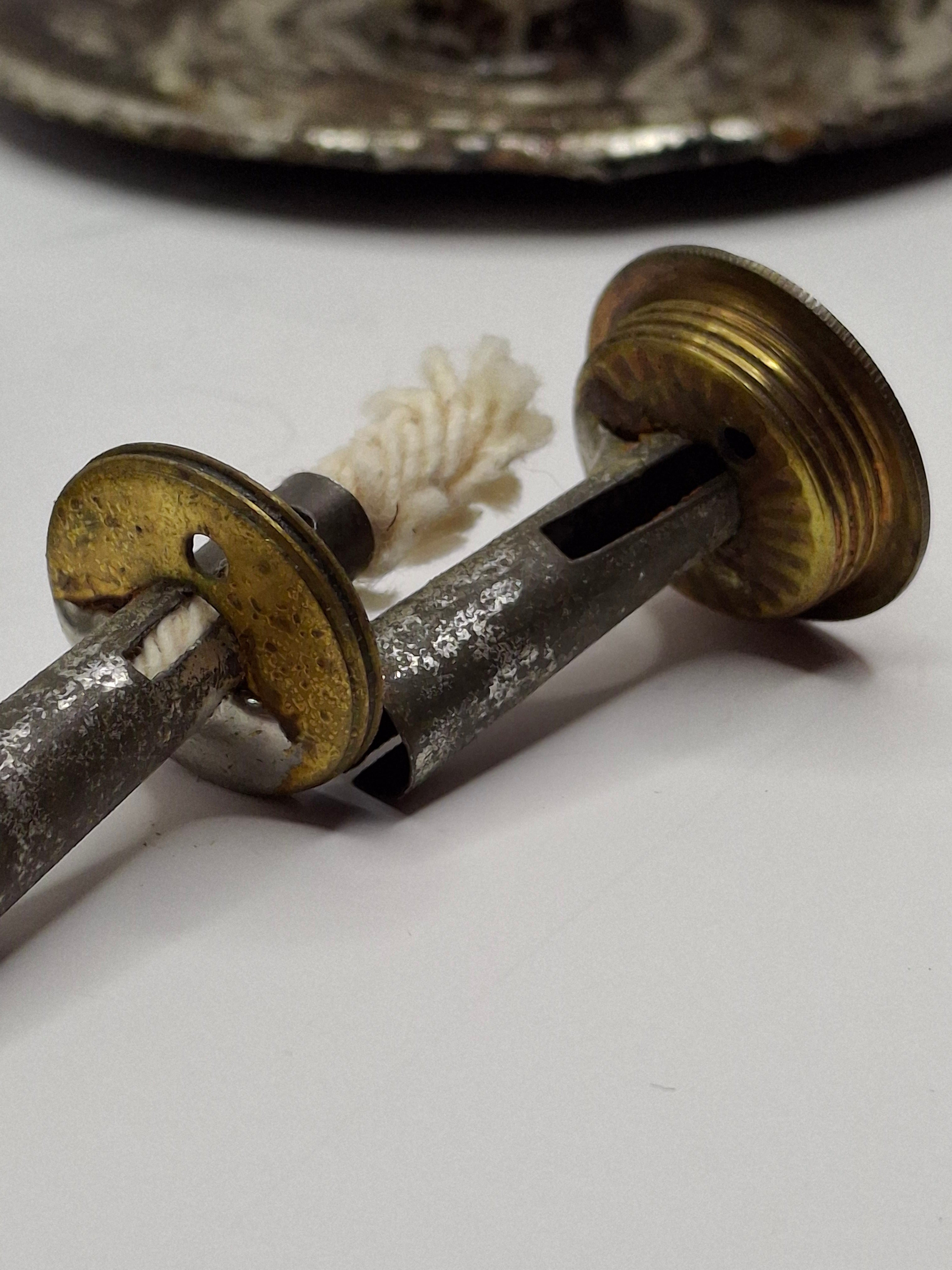 Pair of Mid-19th Century Primitive American Tin Whale Oil Chamber Lamps (Second Lot)