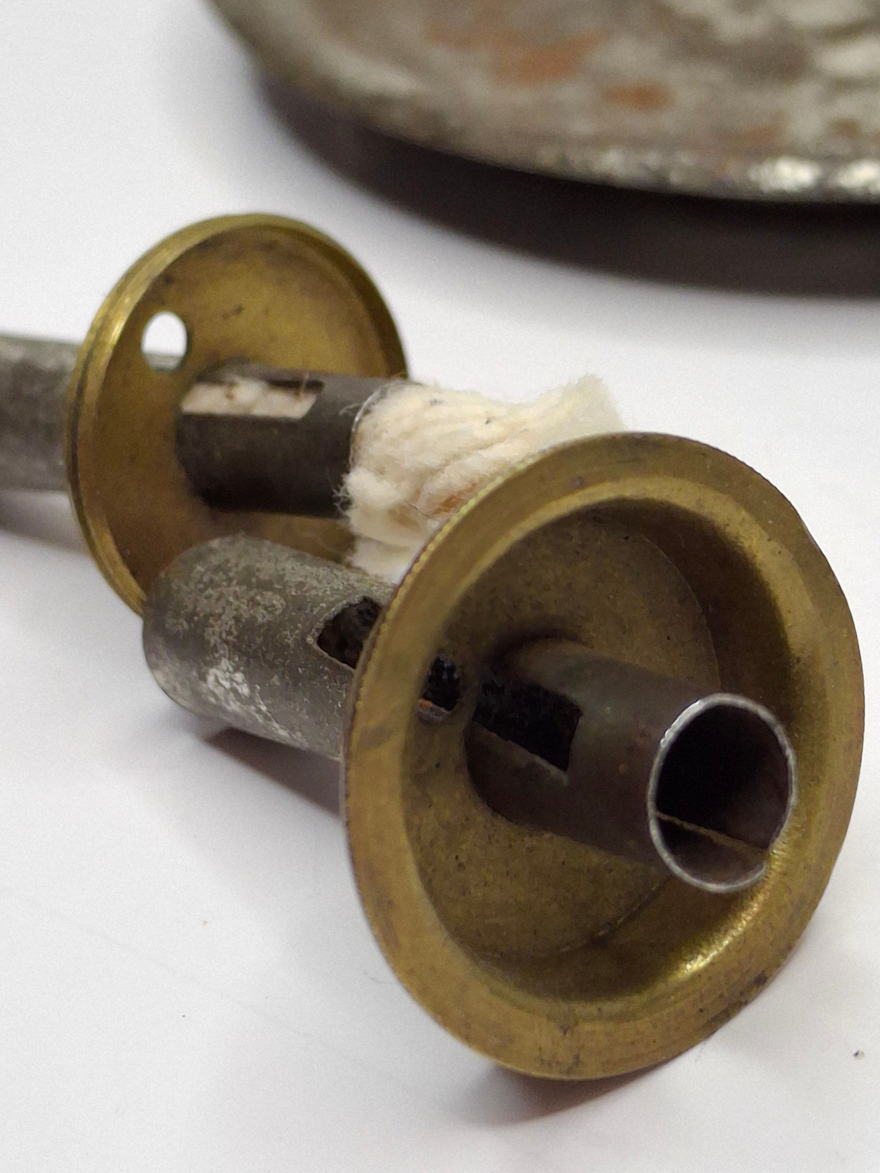 Pair of Mid-19th Century Primitive American Tin Whale Oil Chamber Lamps (Second Lot)