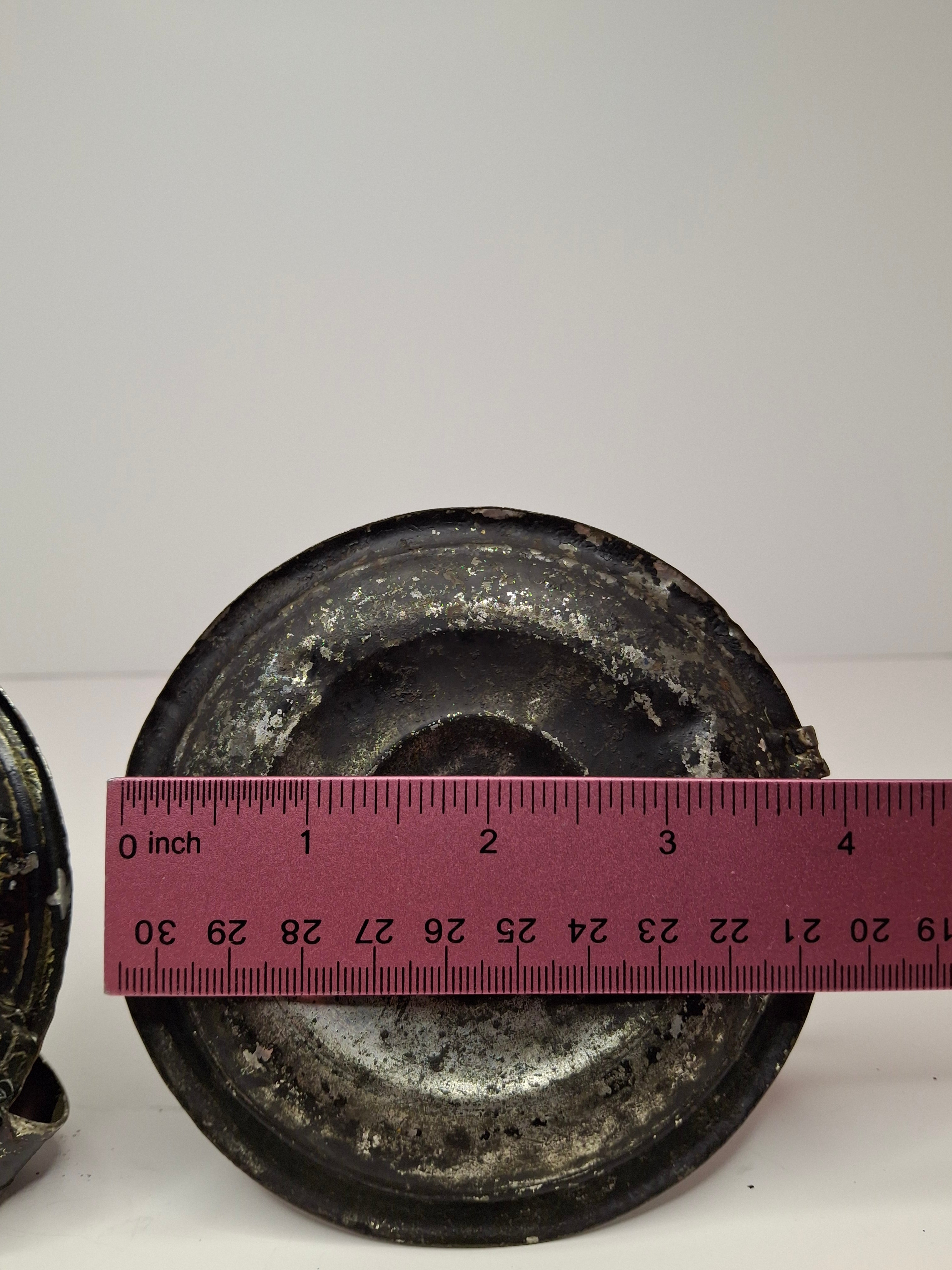 Pair of Mid-19th Century Primitive American Tin Whale Oil Chamber Lamps