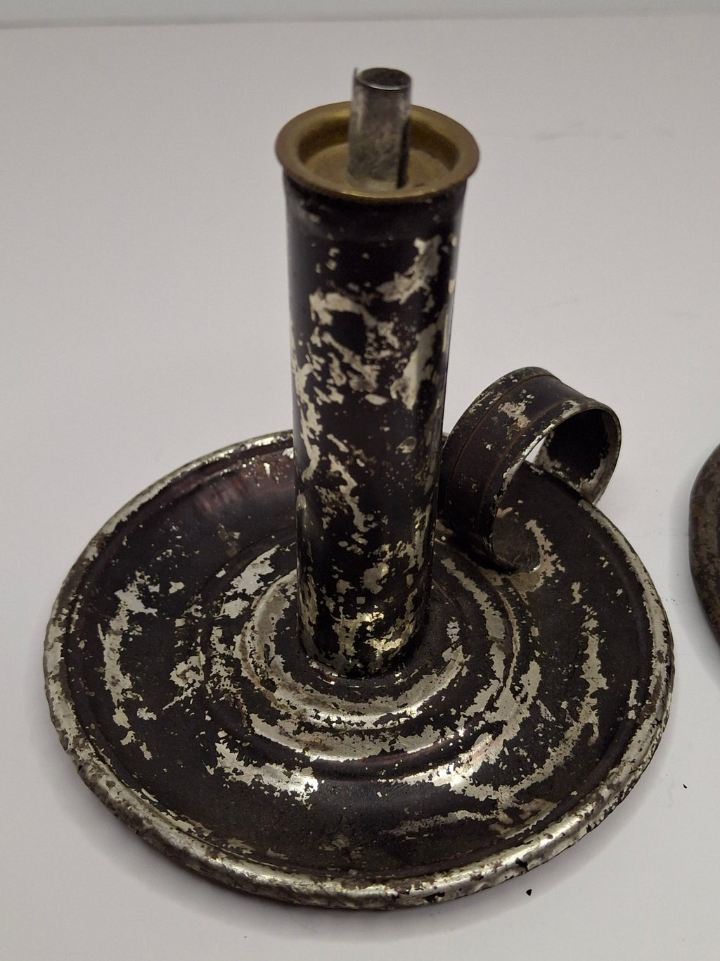 Pair of Mid-19th Century Primitive American Tin Whale Oil Chamber Lamps