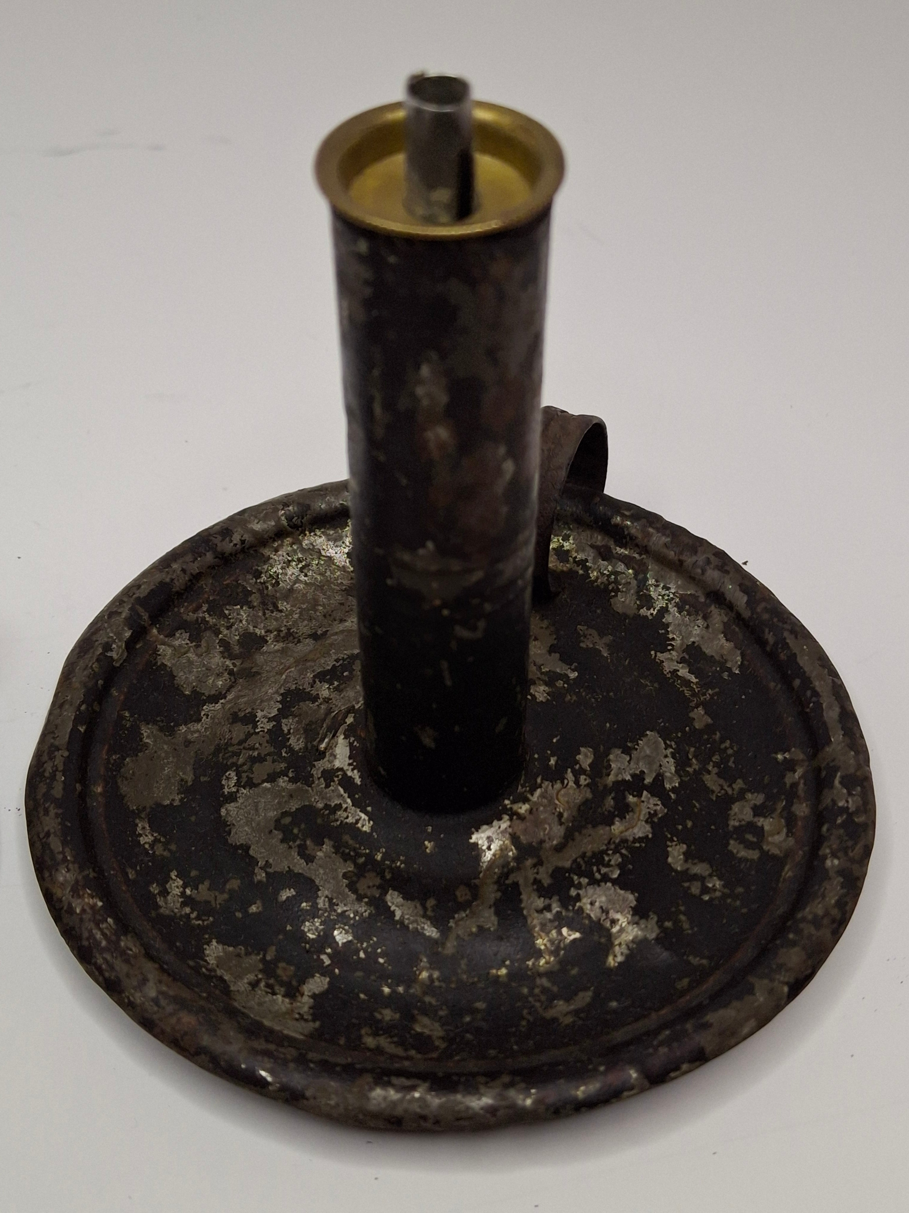 Pair of Mid-19th Century Primitive American Tin Whale Oil Chamber Lamps