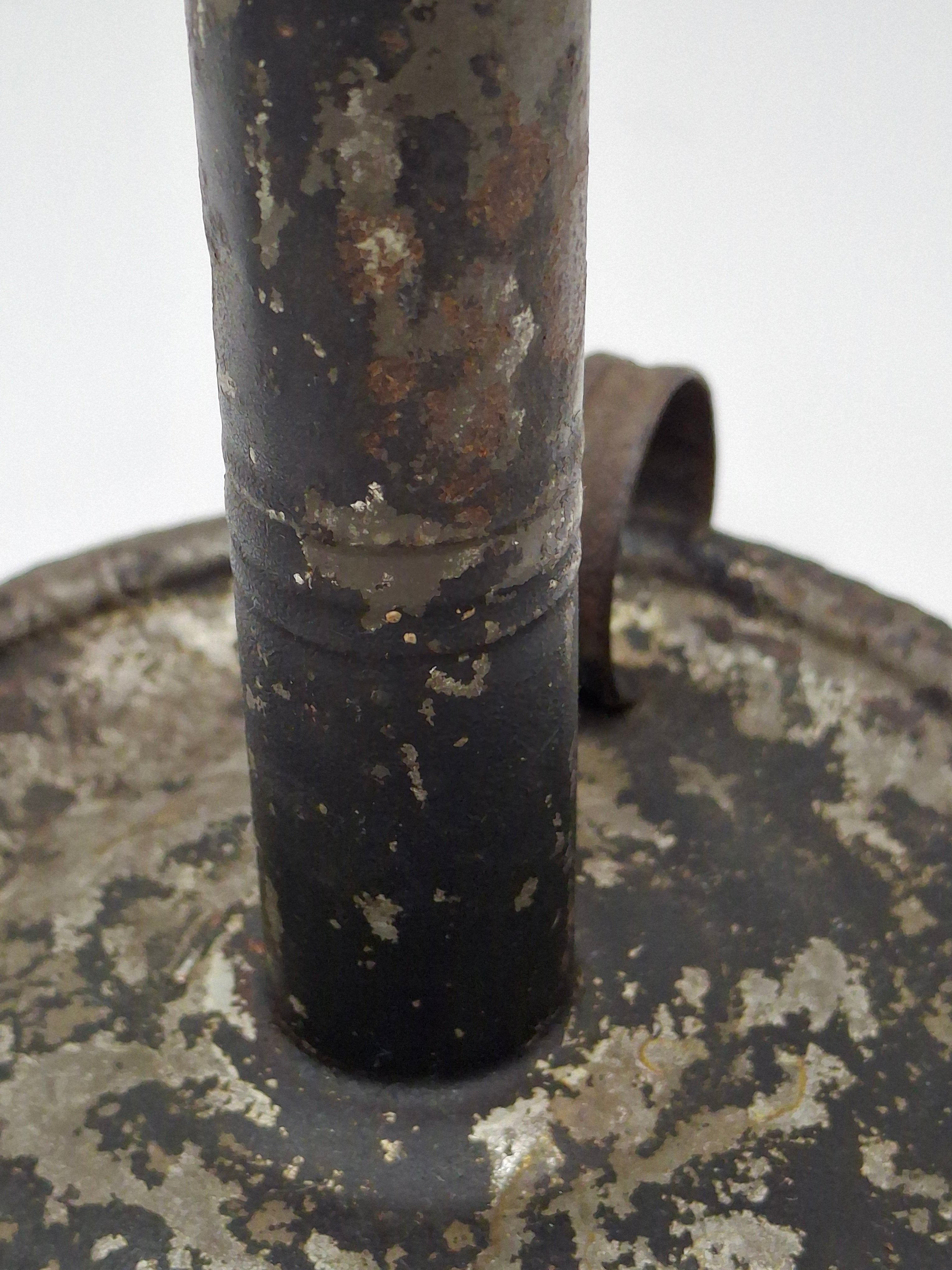 Pair of Mid-19th Century Primitive American Tin Whale Oil Chamber Lamps