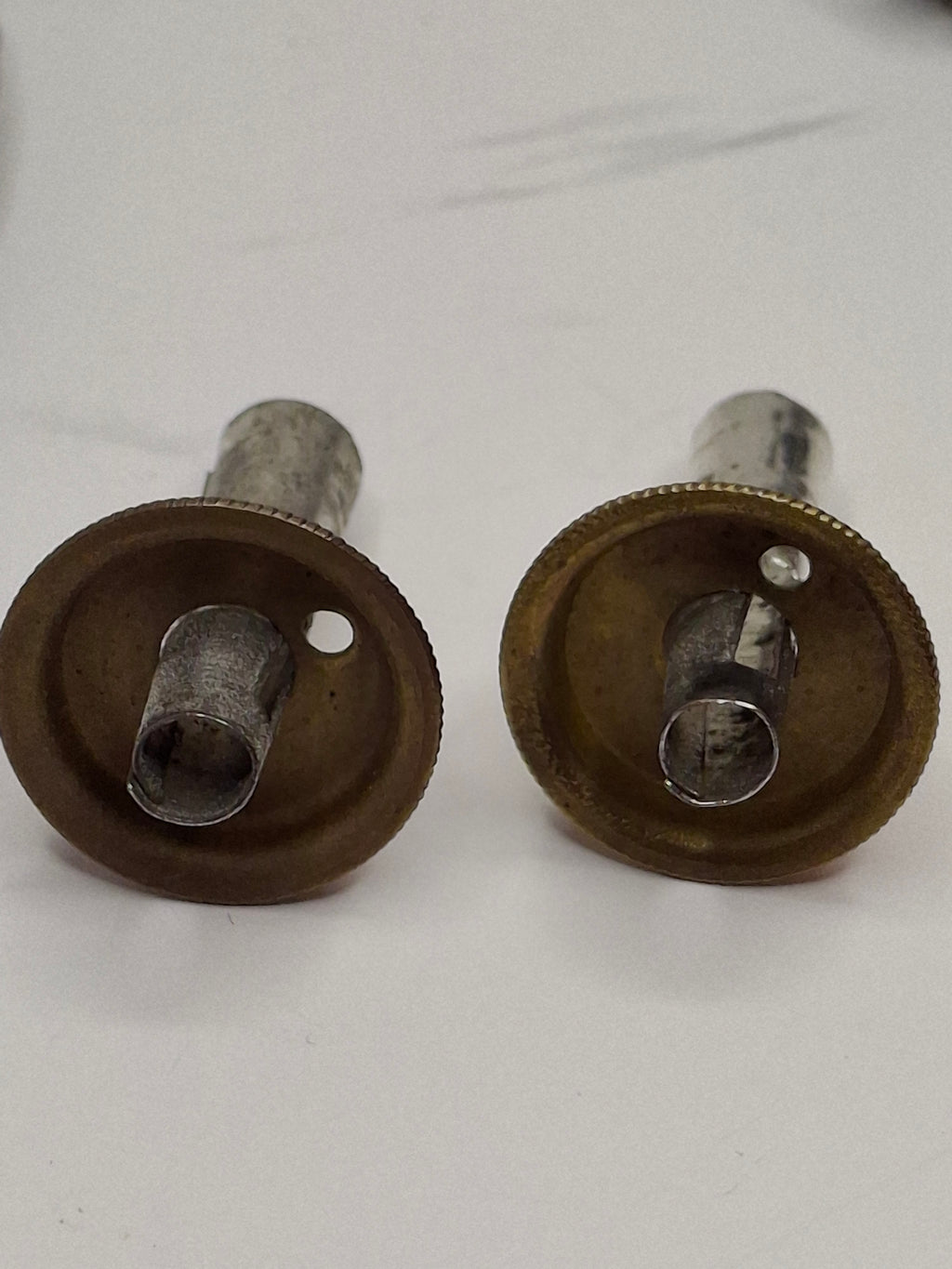 Pair of Mid-19th Century Primitive American Tin Whale Oil Chamber Lamps