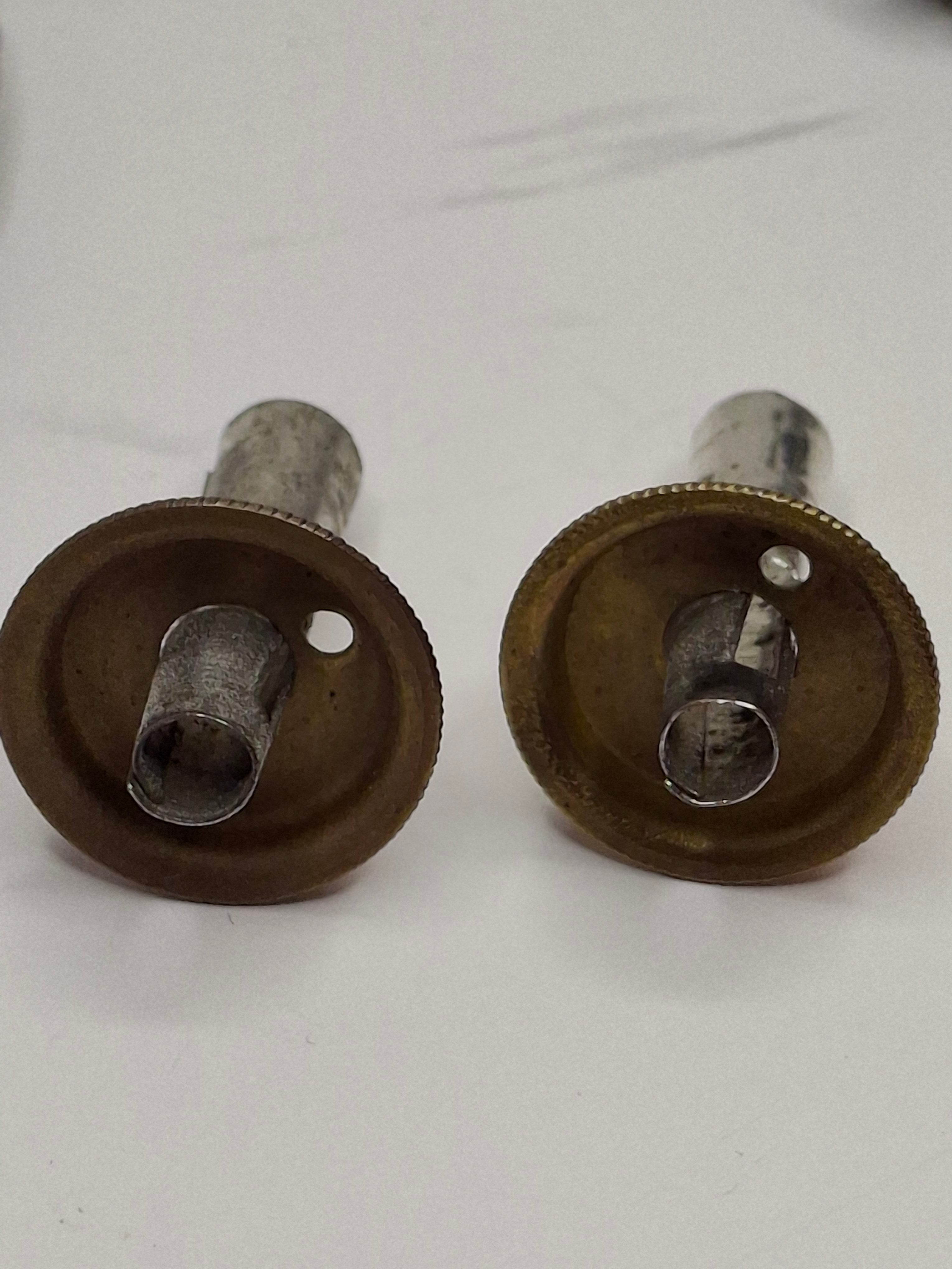 Pair of Mid-19th Century Primitive American Tin Whale Oil Chamber Lamps