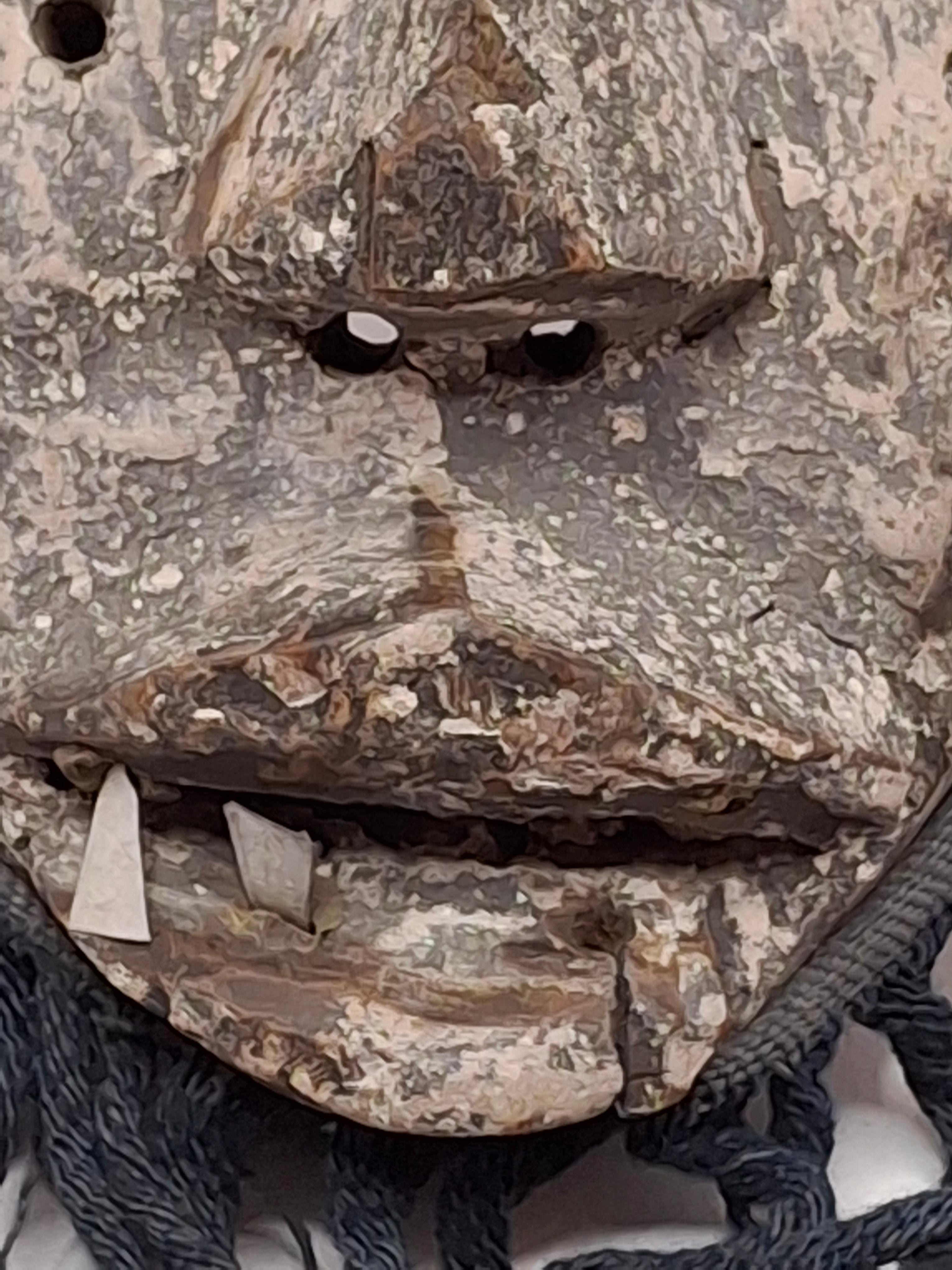 Antique African Marka Mask Mali - Hand Carved Wood Brass Overlay Fiber Beard 19th/20th C. - Authentic Tribal Art Bambara Influence