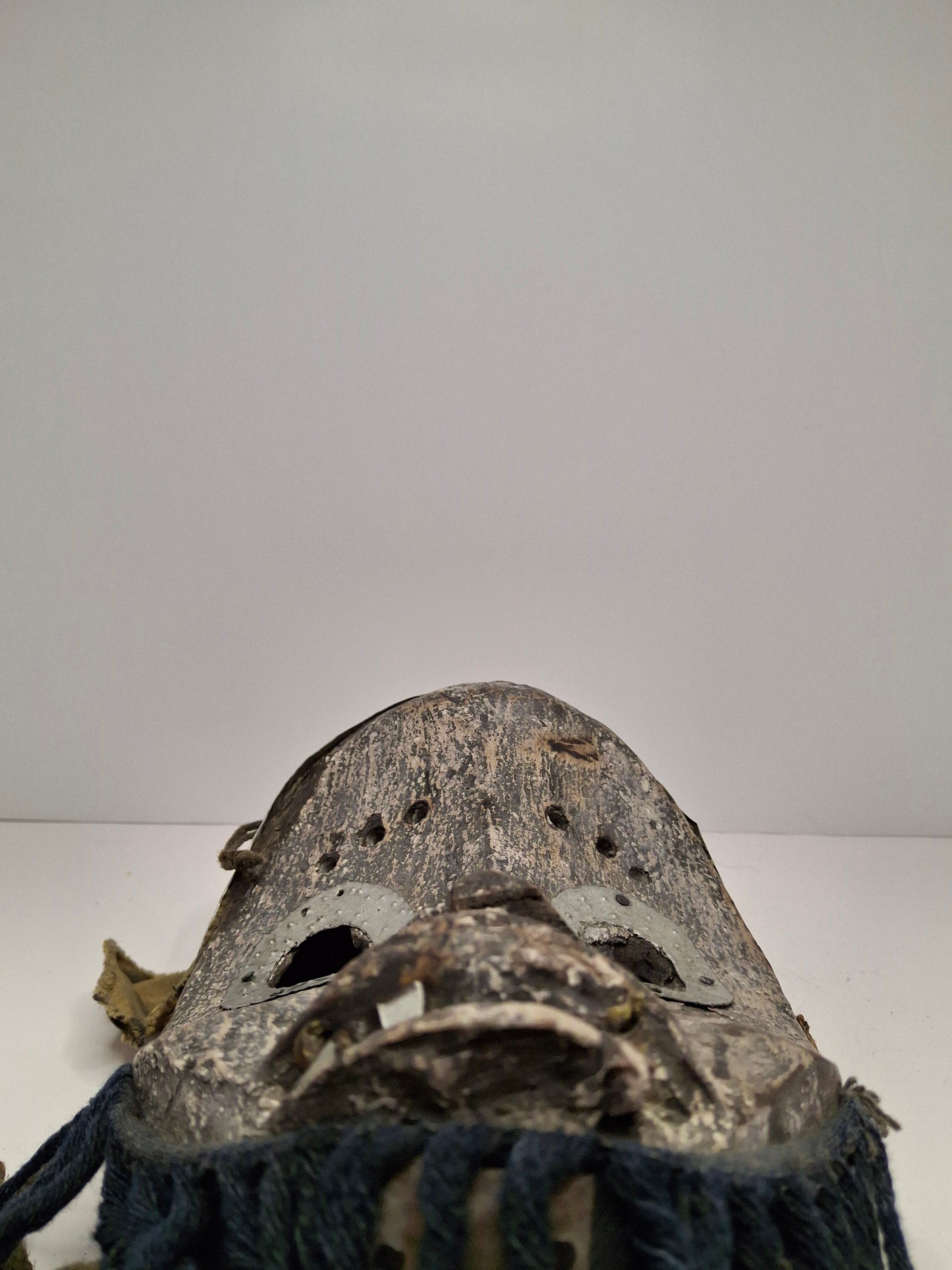 Antique African Marka Mask Mali - Hand Carved Wood Brass Overlay Fiber Beard 19th/20th C. - Authentic Tribal Art Bambara Influence