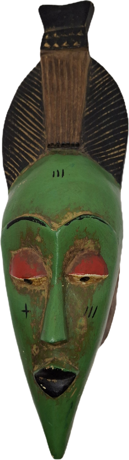 Authentic Baule Goli Kpan Ritual Mask Ivory Coast – Hand Carved Wood – 13.5" x 4"