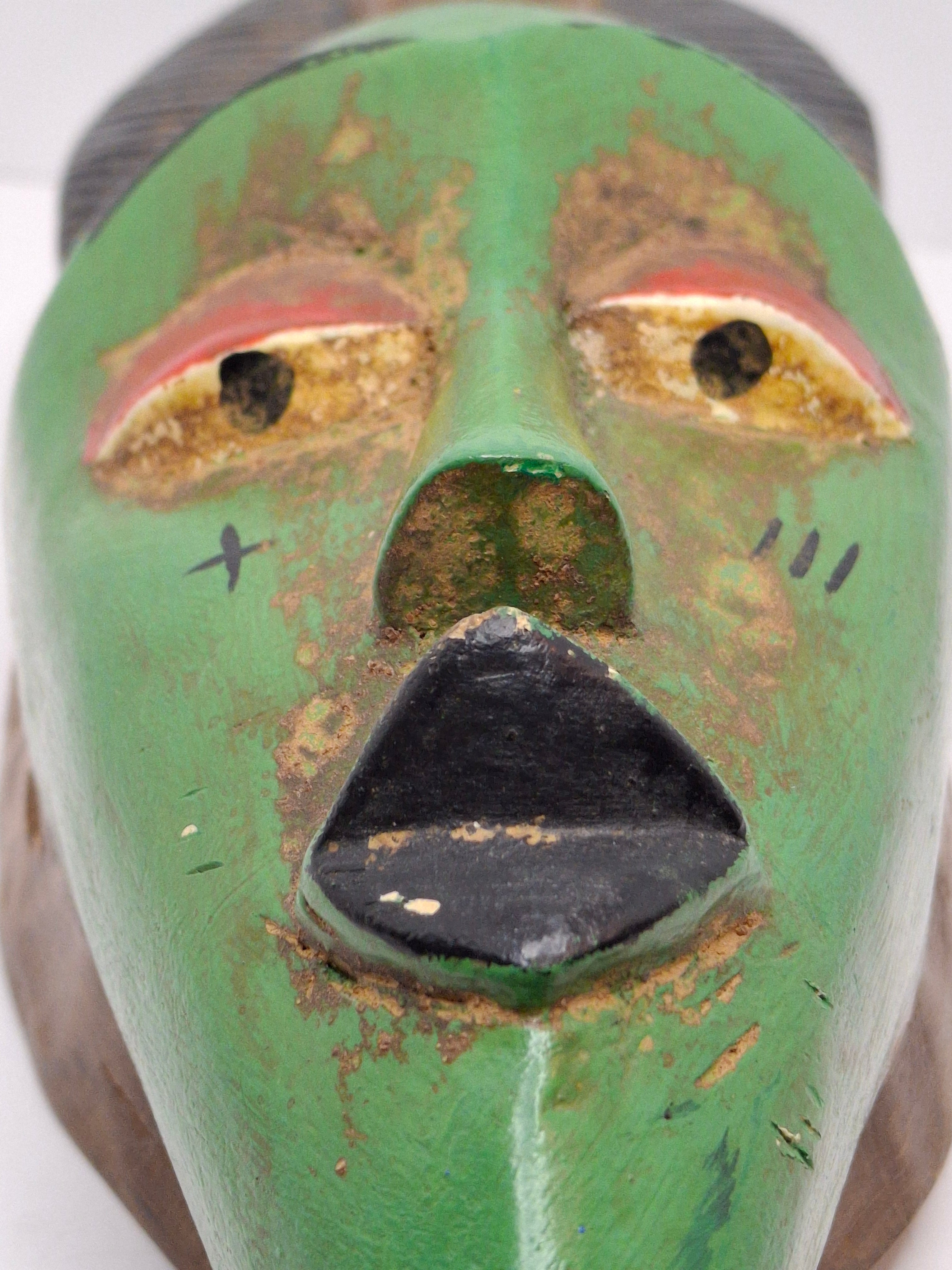 Authentic Baule Goli Kpan Ritual Mask Ivory Coast – Hand Carved Wood – 13.5" x 4"