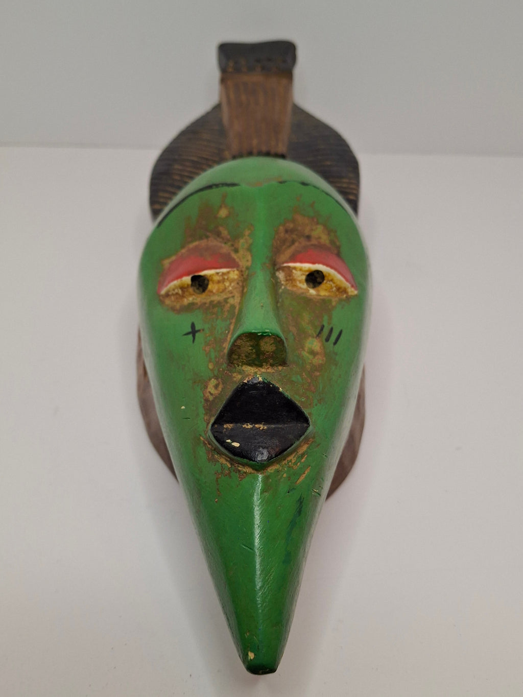 Authentic Baule Goli Kpan Ritual Mask Ivory Coast – Hand Carved Wood – 13.5" x 4"