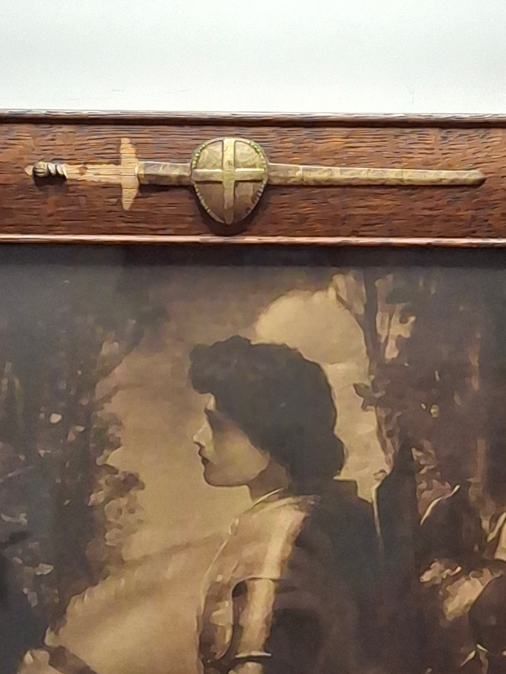 Framed Sepia Print 'Sir Galahad' by George Frederic Watts c.1910 - Oak Frame