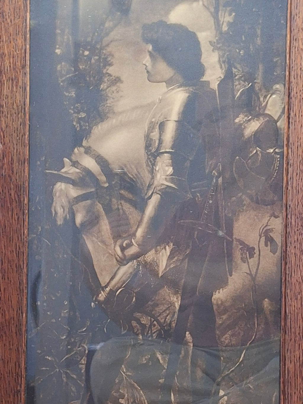 Framed Sepia Print 'Sir Galahad' by George Frederic Watts c.1910 - Oak Frame