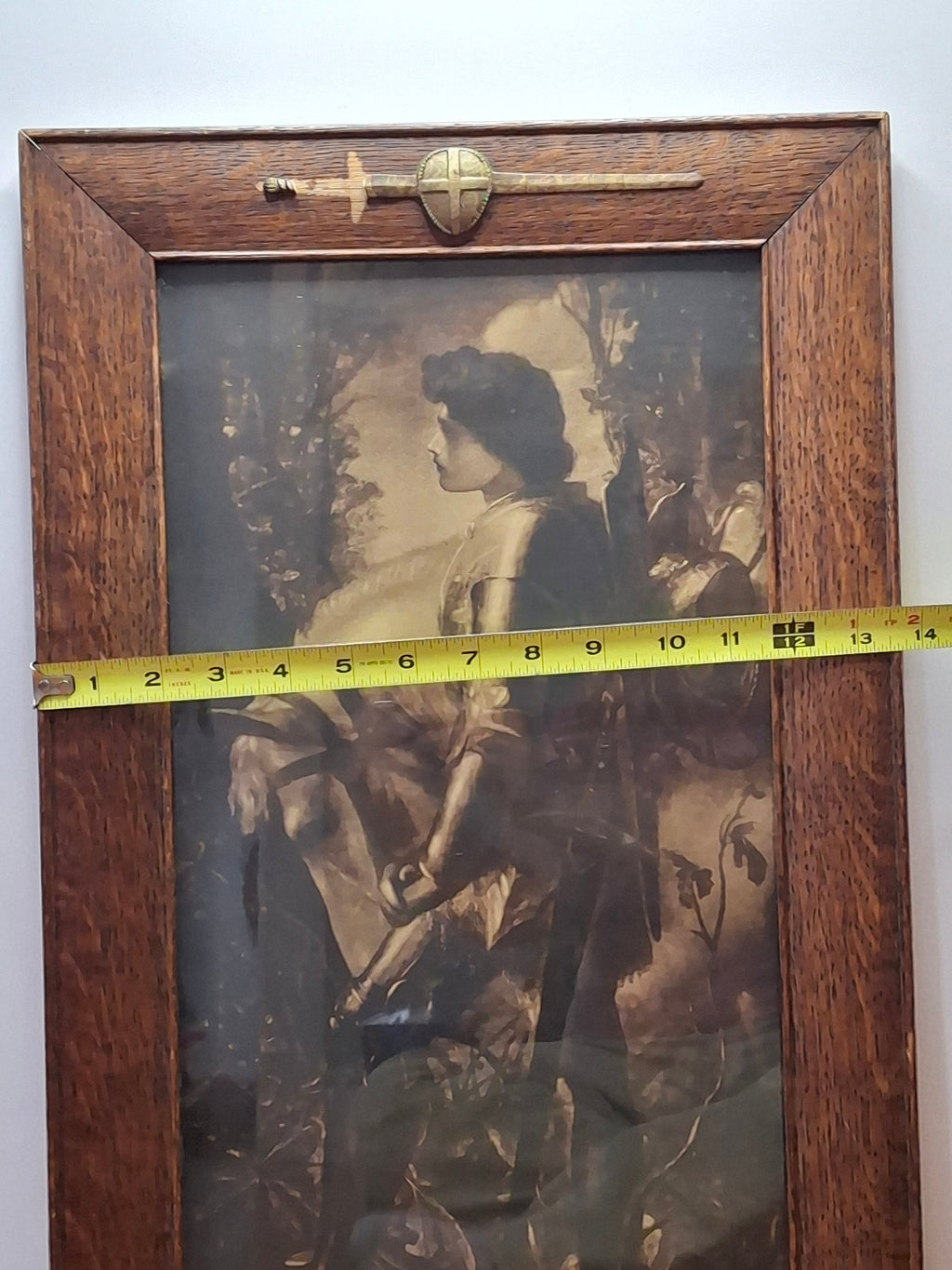 Framed Sepia Print 'Sir Galahad' by George Frederic Watts c.1910 - Oak Frame