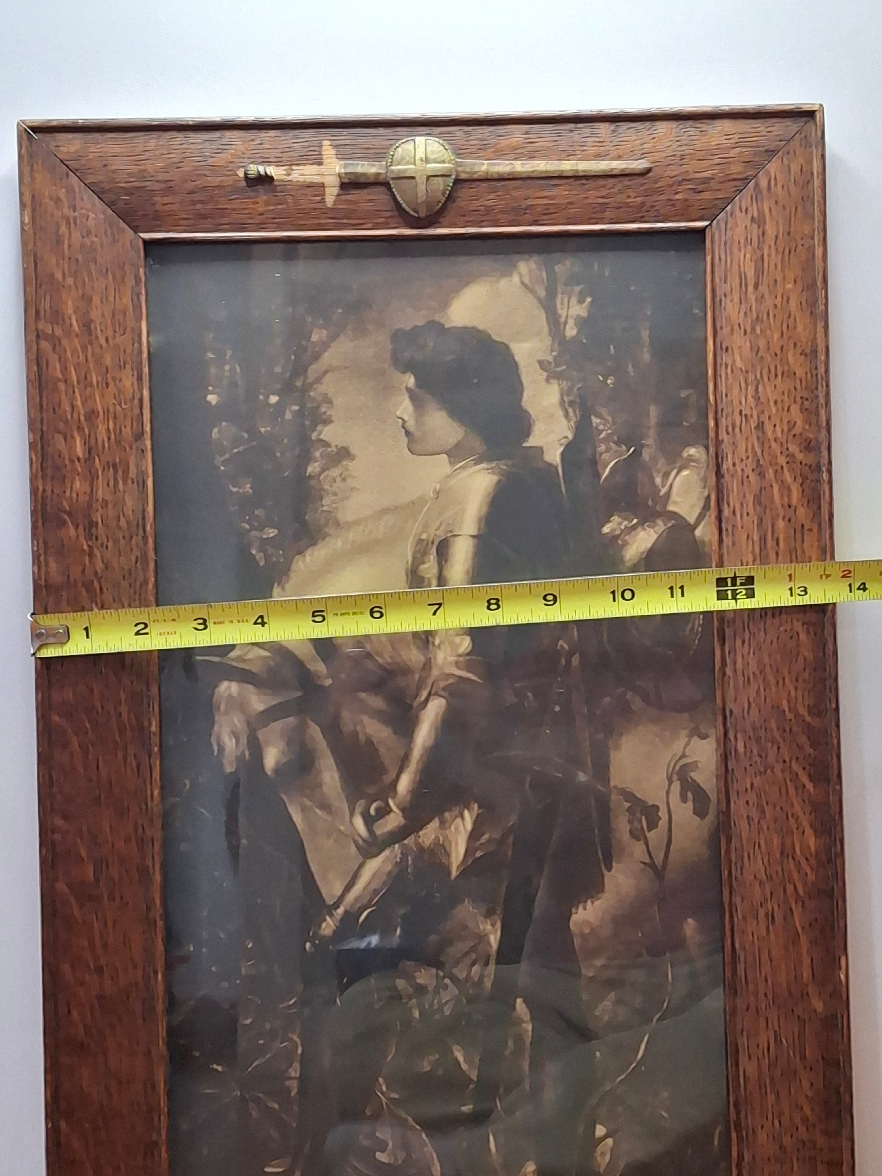 Framed Sepia Print 'Sir Galahad' by George Frederic Watts c.1910 - Oak Frame