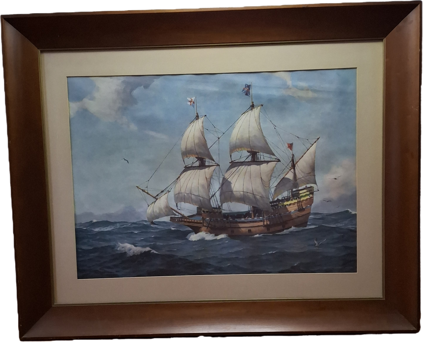 Hervey Garrett Smith "Mayflower II" Signed Maritime Print – Framed 26.5" x 33"