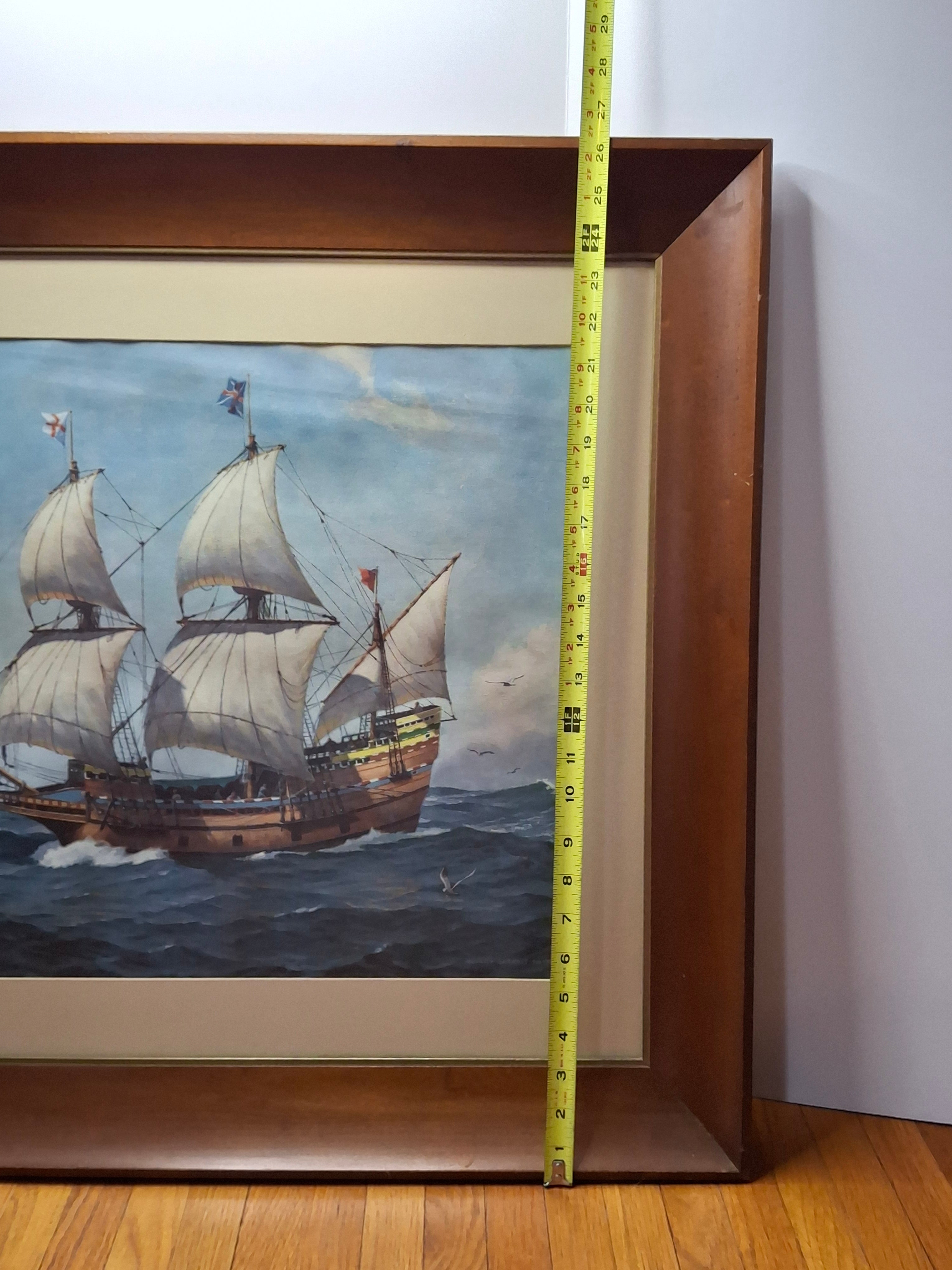 Hervey Garrett Smith "Mayflower II" Signed Maritime Print – Framed 26.5" x 33"