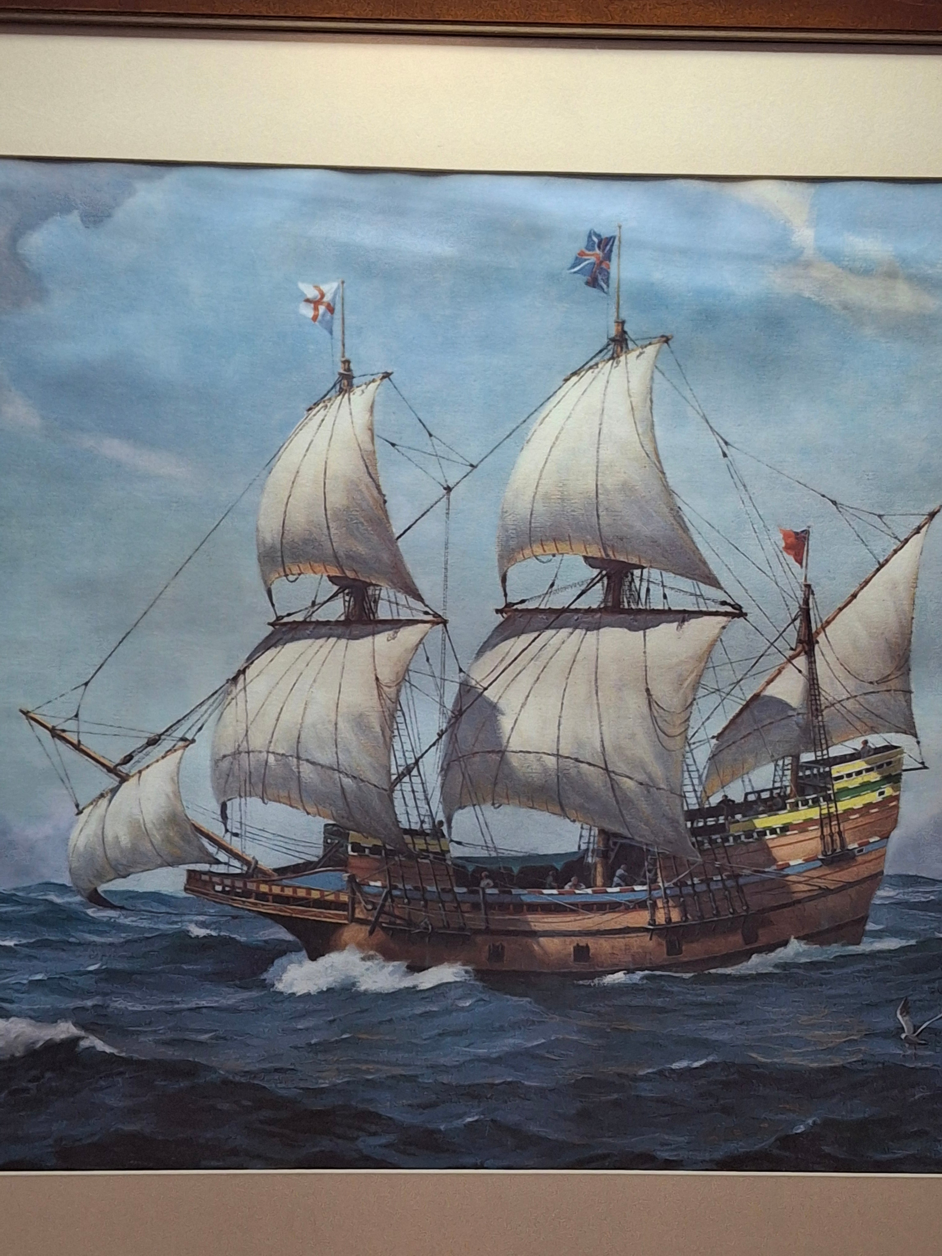 Hervey Garrett Smith "Mayflower II" Signed Maritime Print – Framed 26.5" x 33"
