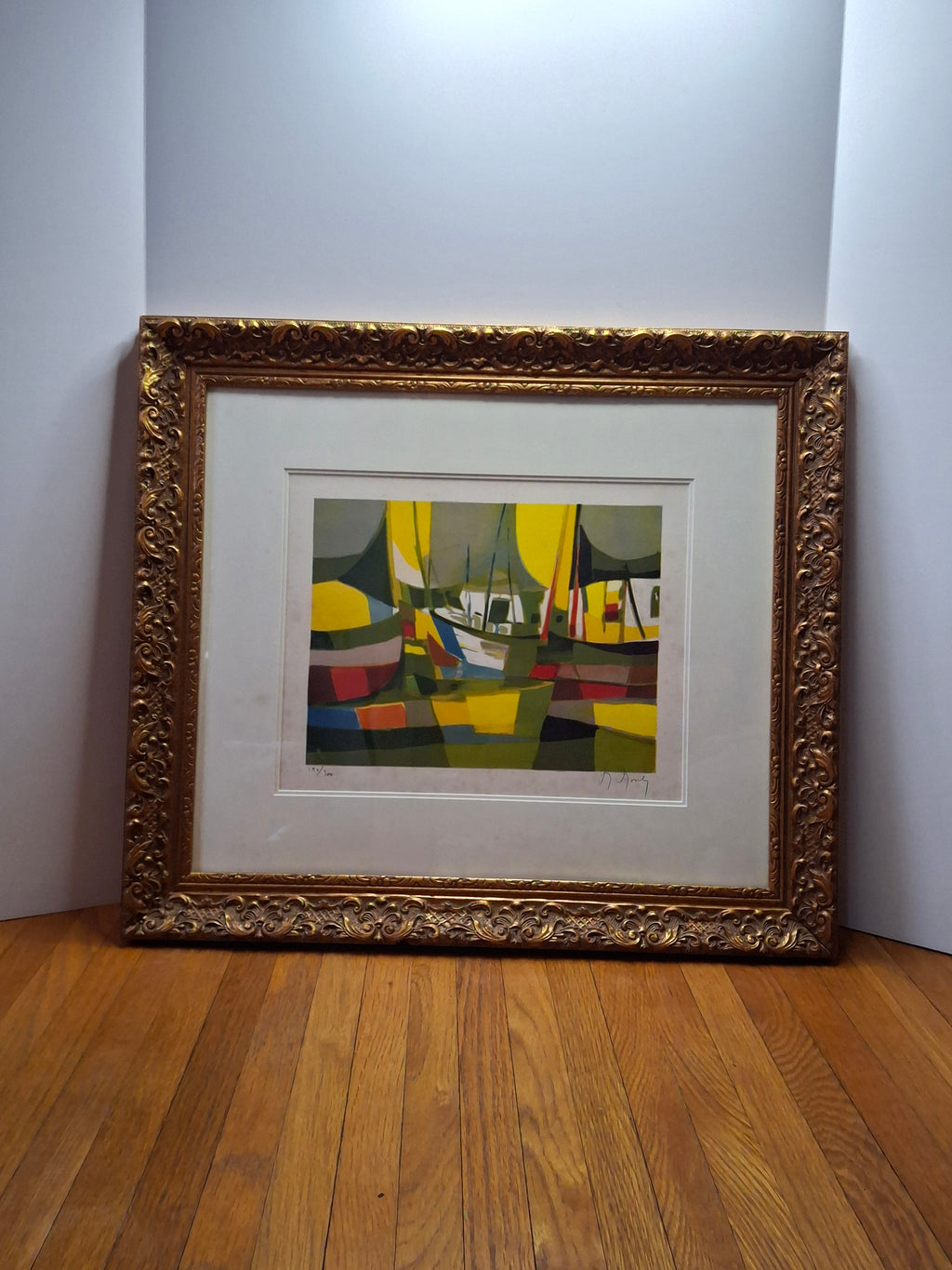Marcel Mouly Signed Lithograph "Les Chalutiers" Trawlers Limited Edition 190/300 French MCM