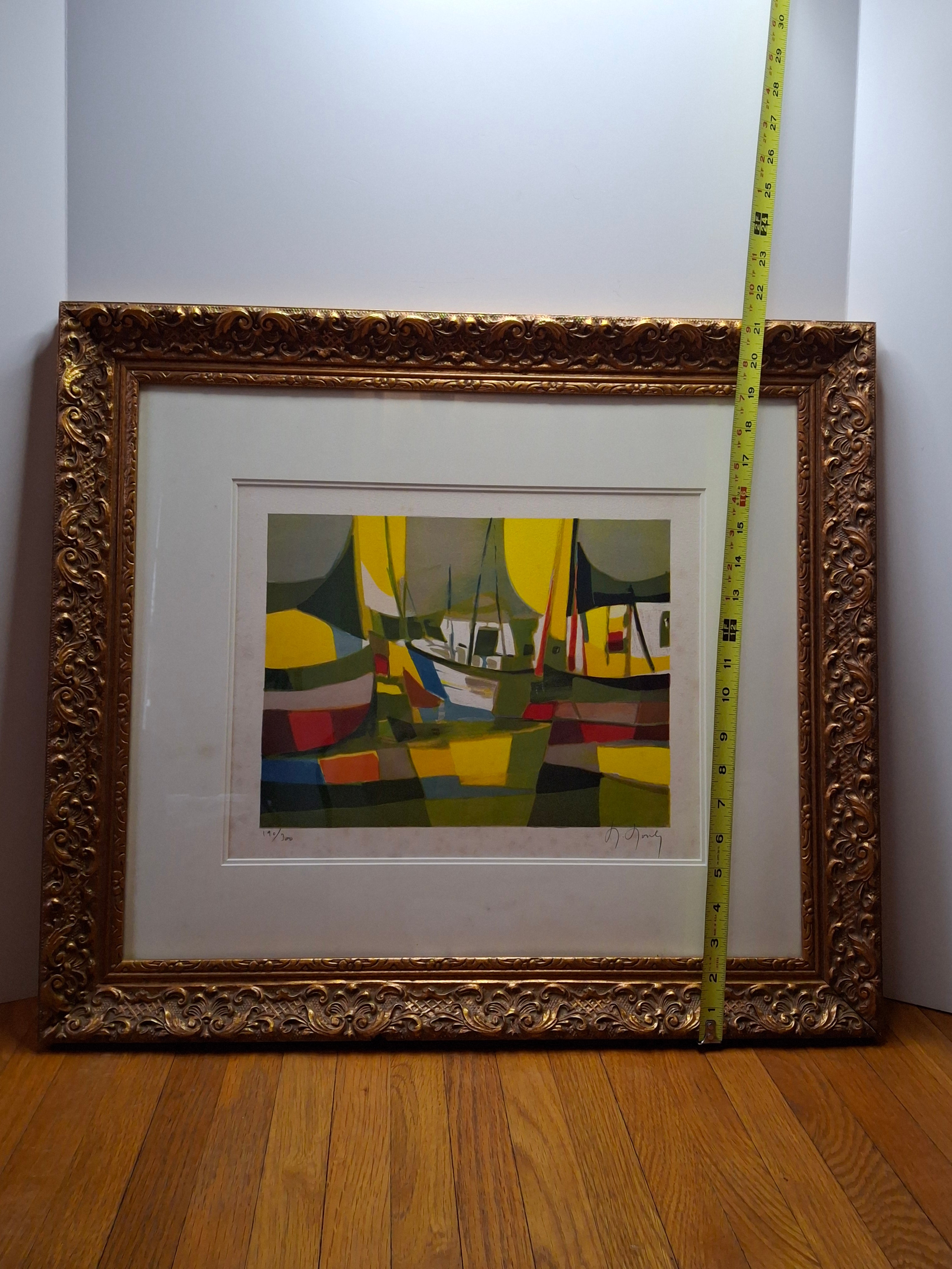 Marcel Mouly Signed Lithograph "Les Chalutiers" Trawlers Limited Edition 190/300 French MCM