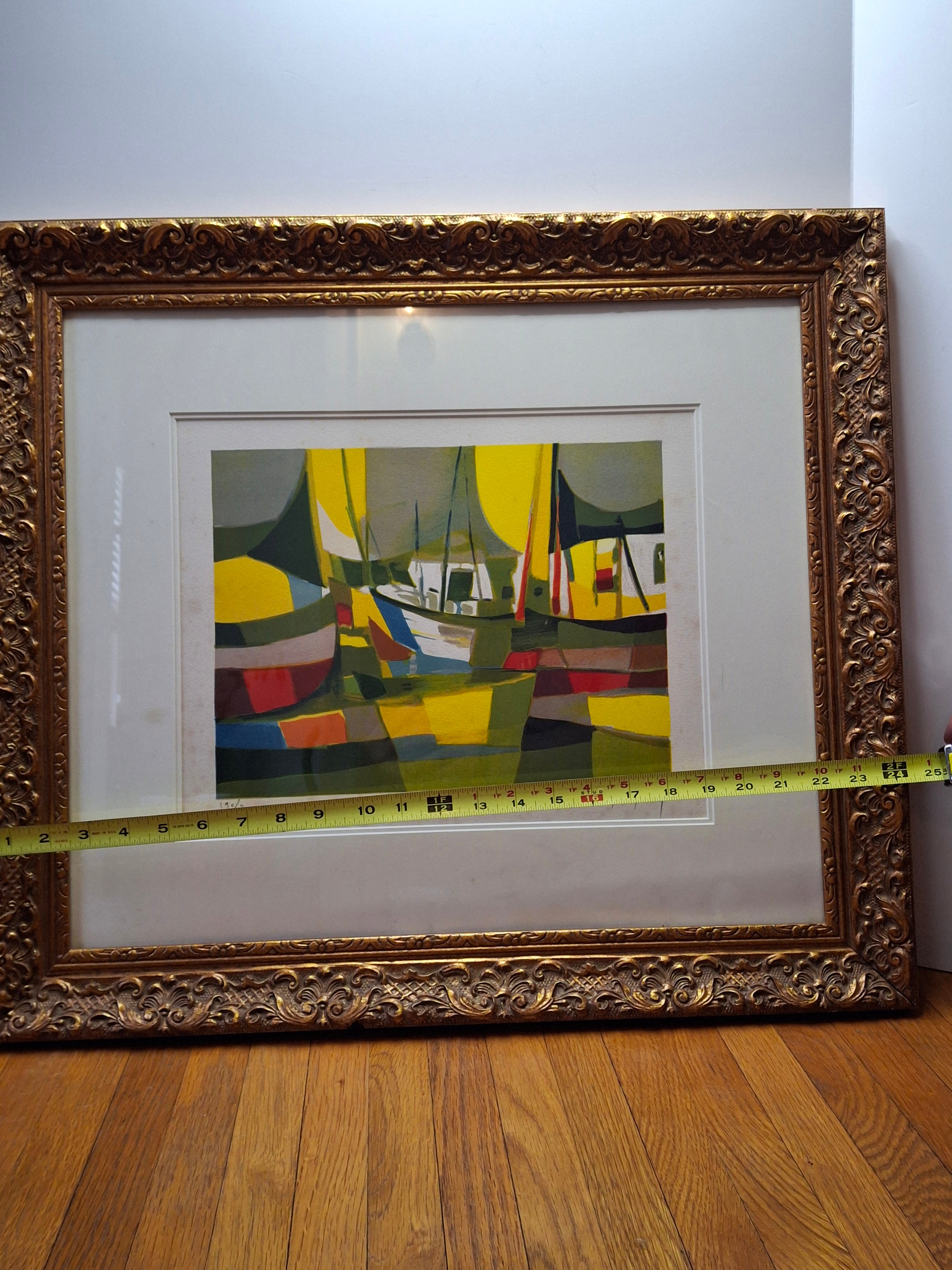 Marcel Mouly Signed Lithograph "Les Chalutiers" Trawlers Limited Edition 190/300 French MCM