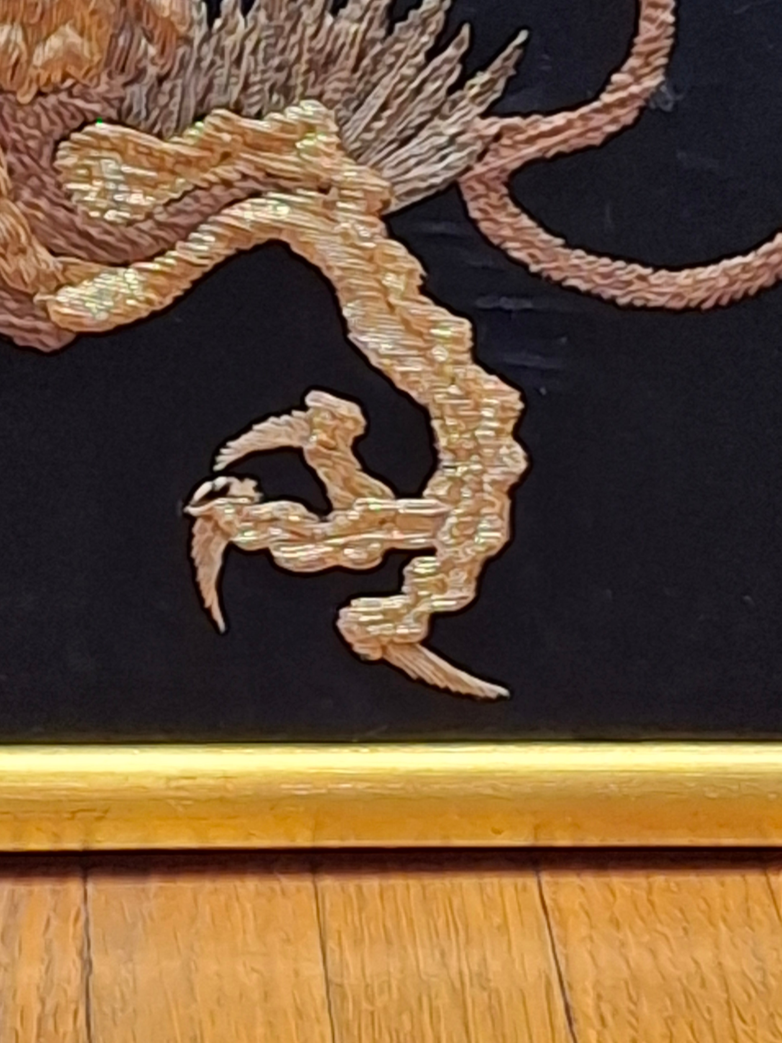 Qing Dynasty Chinese Imperial Five-Clawed Dragon Gold Thread Silk Embroidery