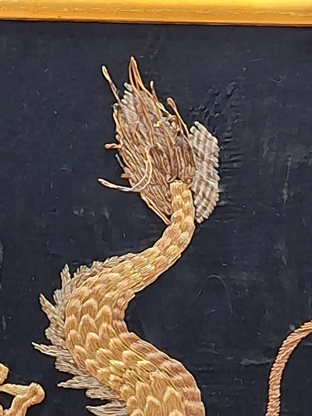 Qing Dynasty Chinese Imperial Five-Clawed Dragon Gold Thread Silk Embroidery