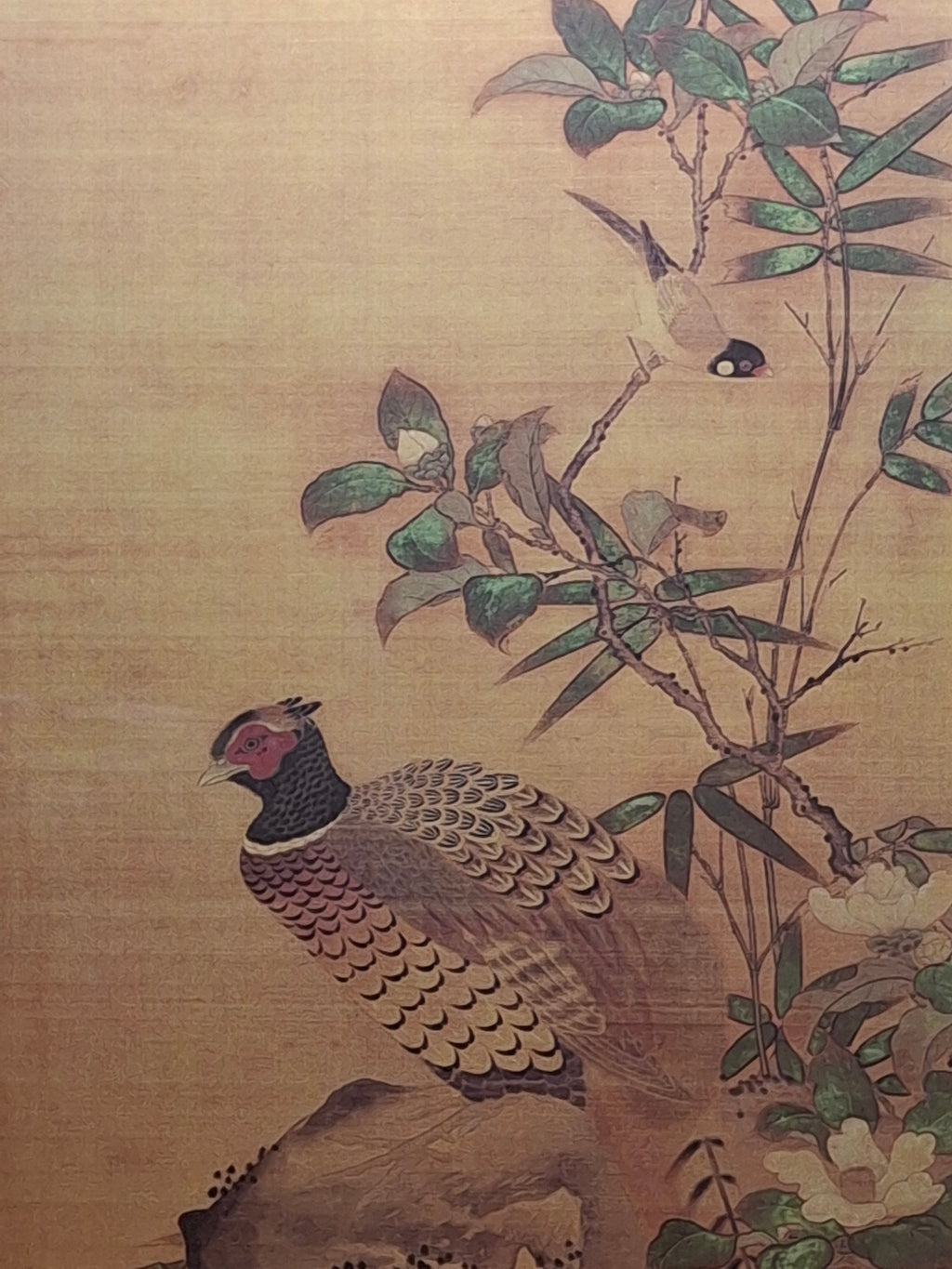 Vintage Chinese Silk Painting - Majestic Peacock Amid Bamboo & Foliage - Framed